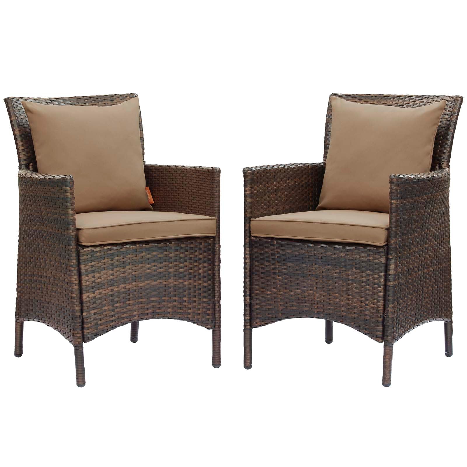 Modway Conduit Outdoor Patio Wicker Rattan Dining Armchair Set of 2 | Dining Chairs | 