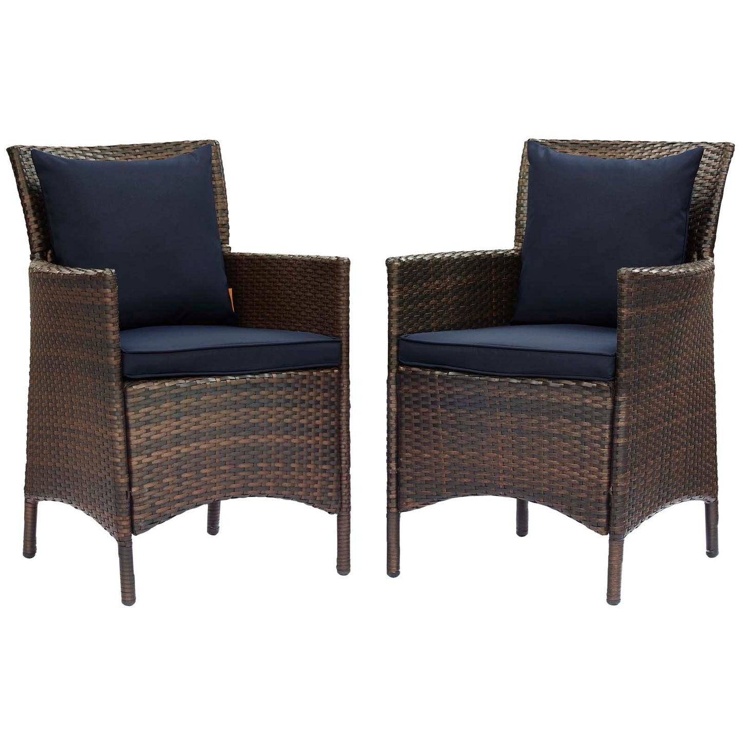 Modway Conduit Outdoor Patio Wicker Rattan Dining Armchair Set of 2 | Dining Chairs | 