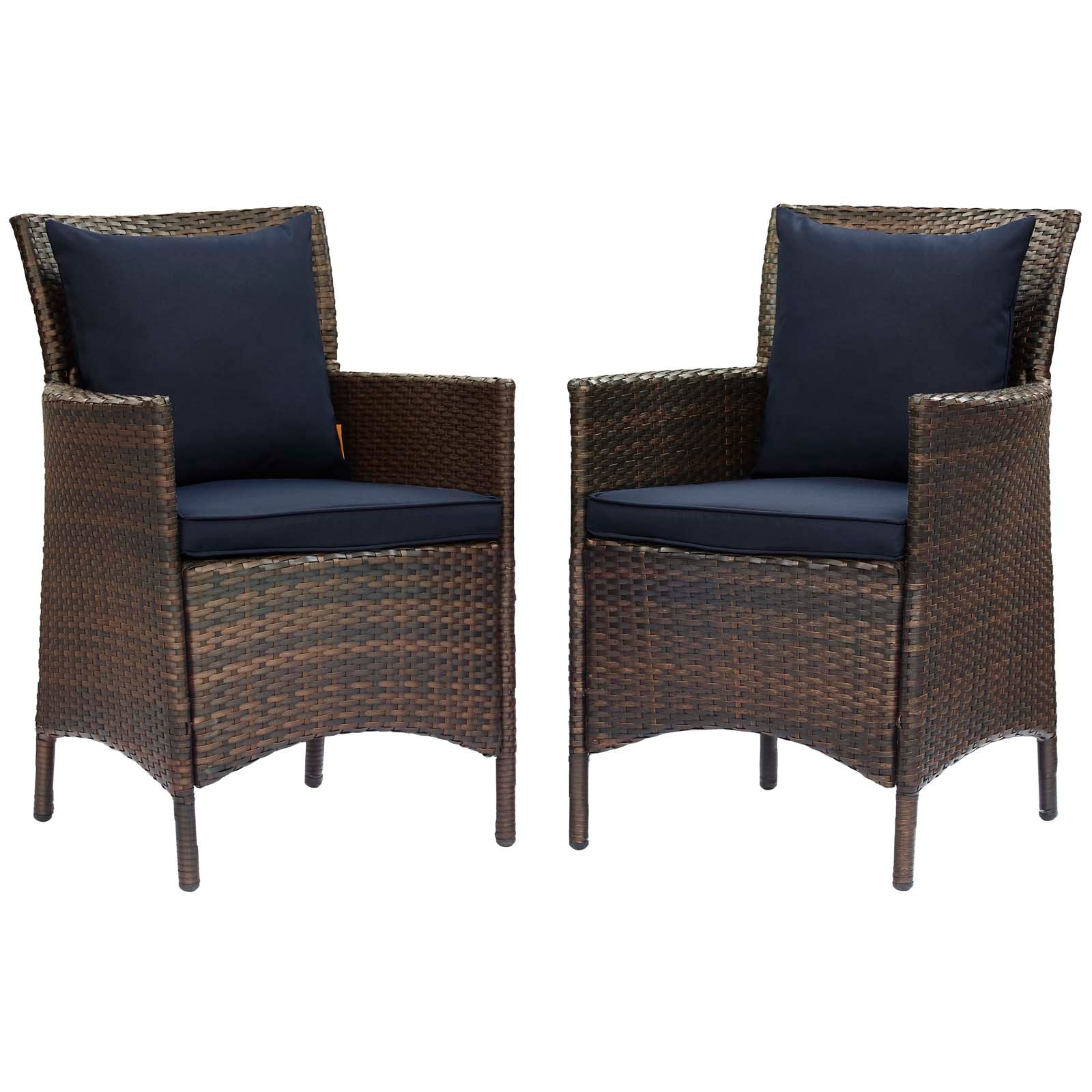 Modway Conduit Outdoor Patio Wicker Rattan Dining Armchair Set of 2 | Dining Chairs | 