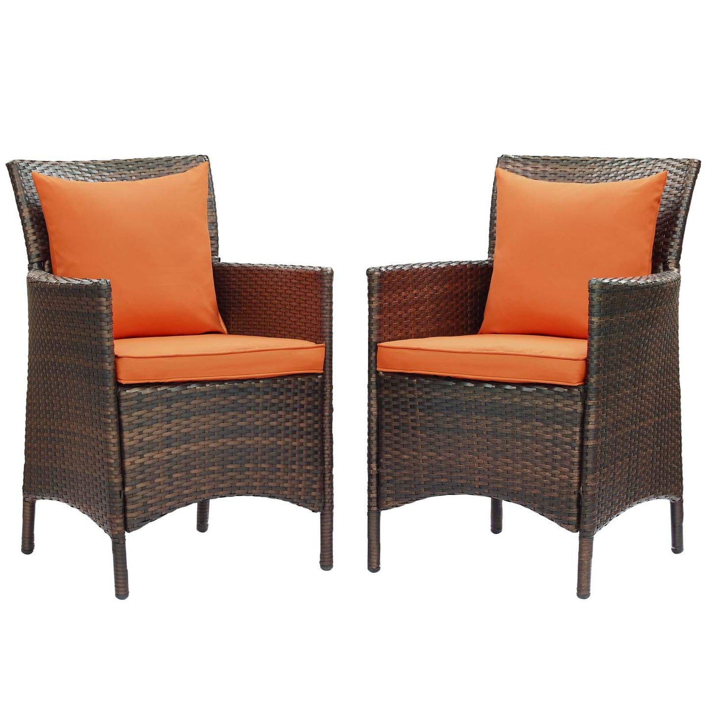 Modway Conduit Outdoor Patio Wicker Rattan Dining Armchair Set of 2 | Dining Chairs | 
