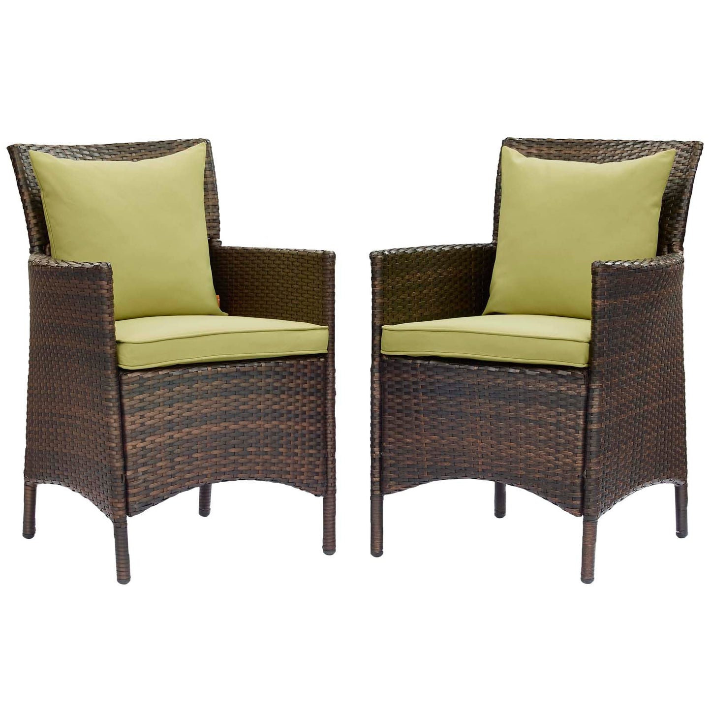 Modway Conduit Outdoor Patio Wicker Rattan Dining Armchair Set of 2 | Dining Chairs | 