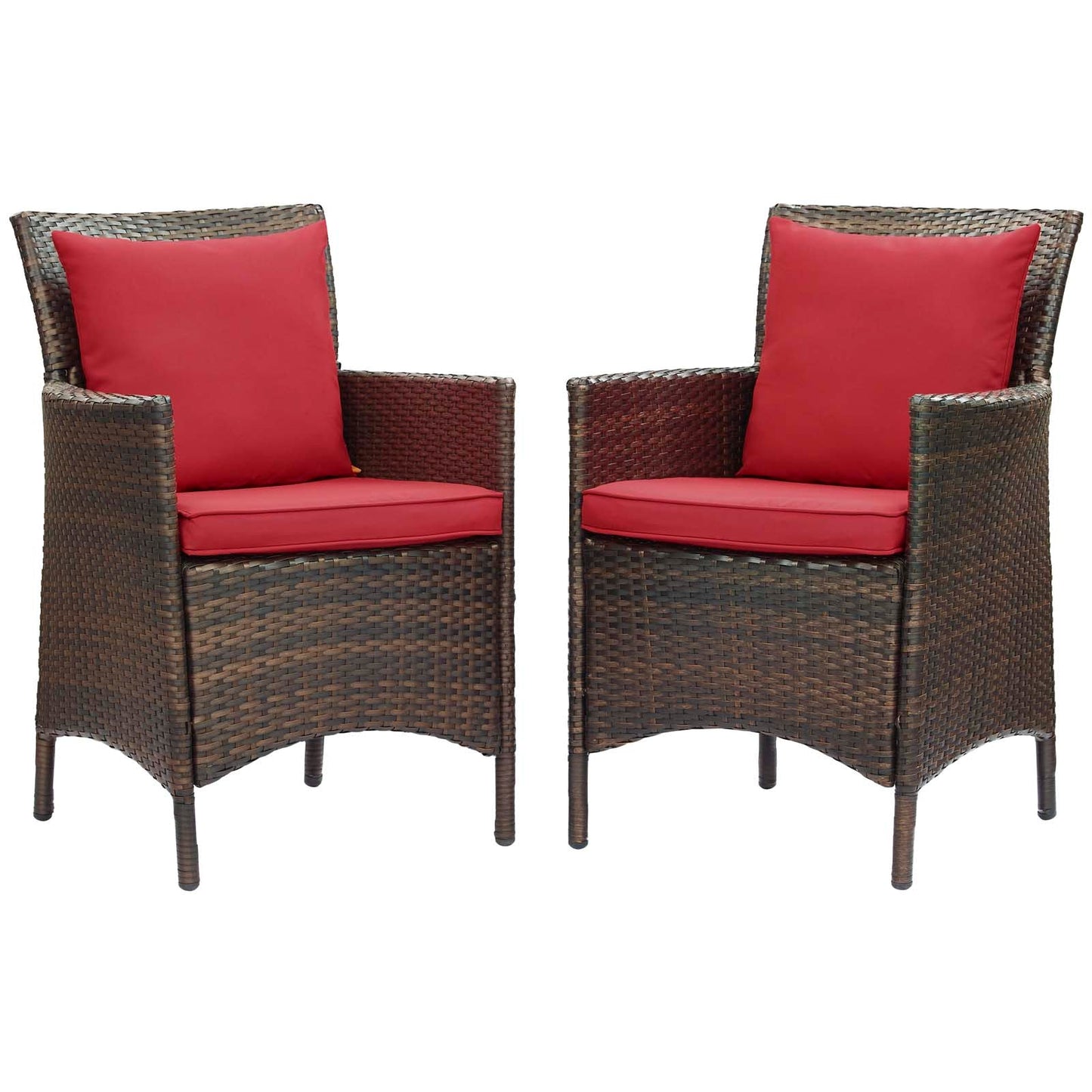 Modway Conduit Outdoor Patio Wicker Rattan Dining Armchair Set of 2 | Dining Chairs | 