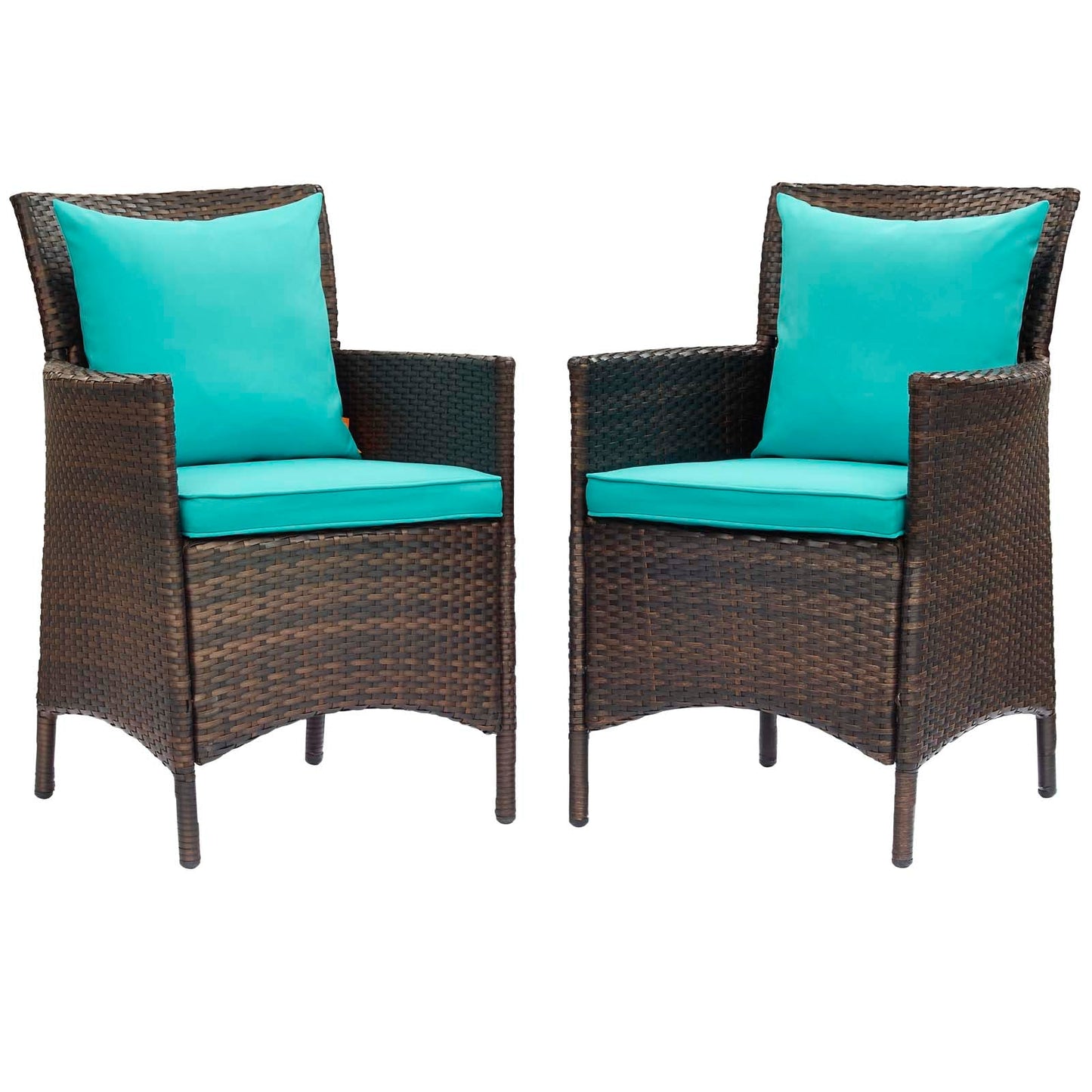 Modway Conduit Outdoor Patio Wicker Rattan Dining Armchair Set of 2 | Dining Chairs | 