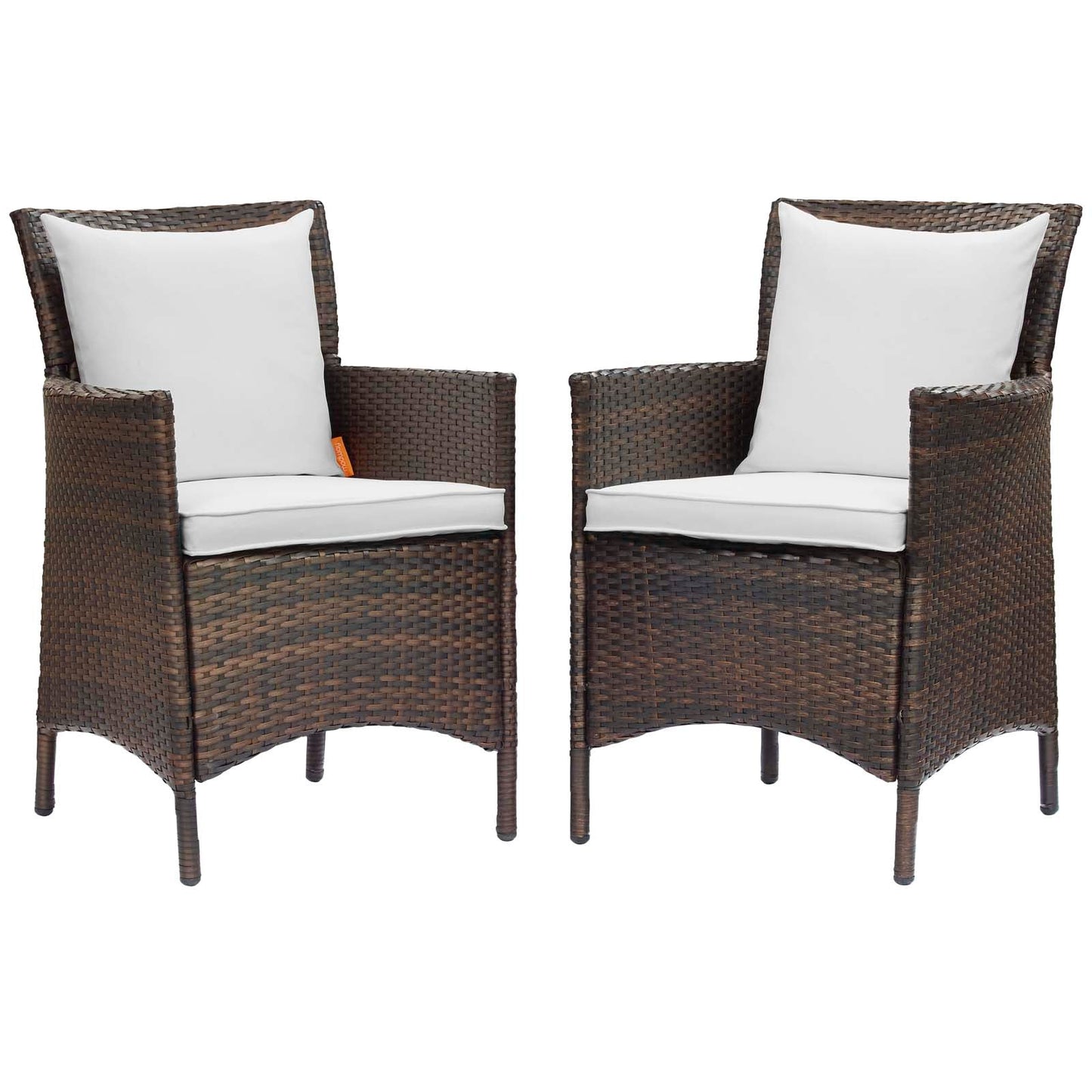 Modway Conduit Outdoor Patio Wicker Rattan Dining Armchair Set of 2 | Dining Chairs | 