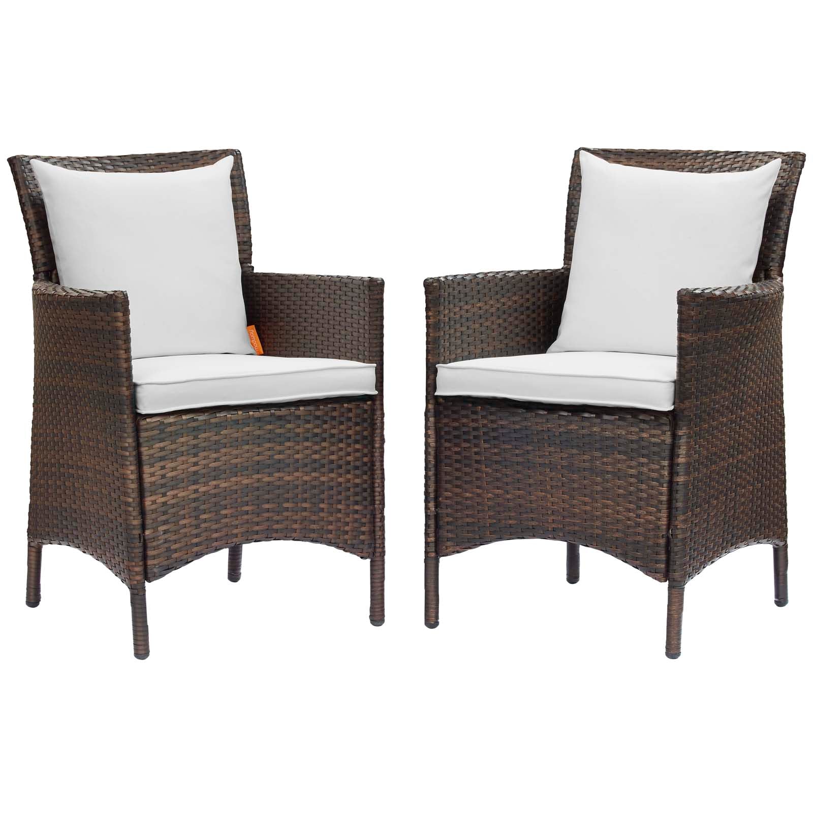 Modway Conduit Outdoor Patio Wicker Rattan Dining Armchair Set of 2 | Dining Chairs | 