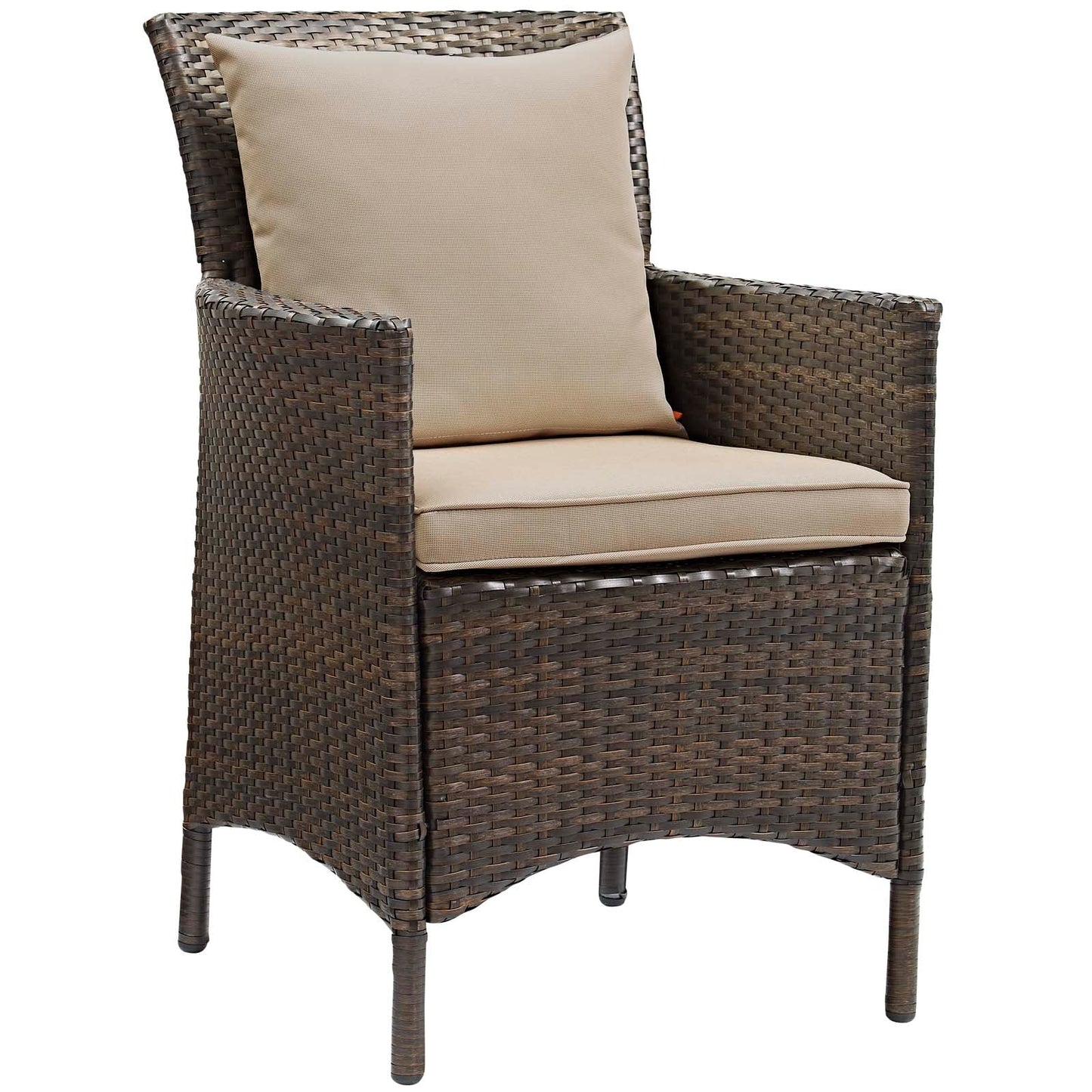 Modway Conduit Outdoor Patio Wicker Rattan Dining Armchair Set of 4 | Dining Chairs | 