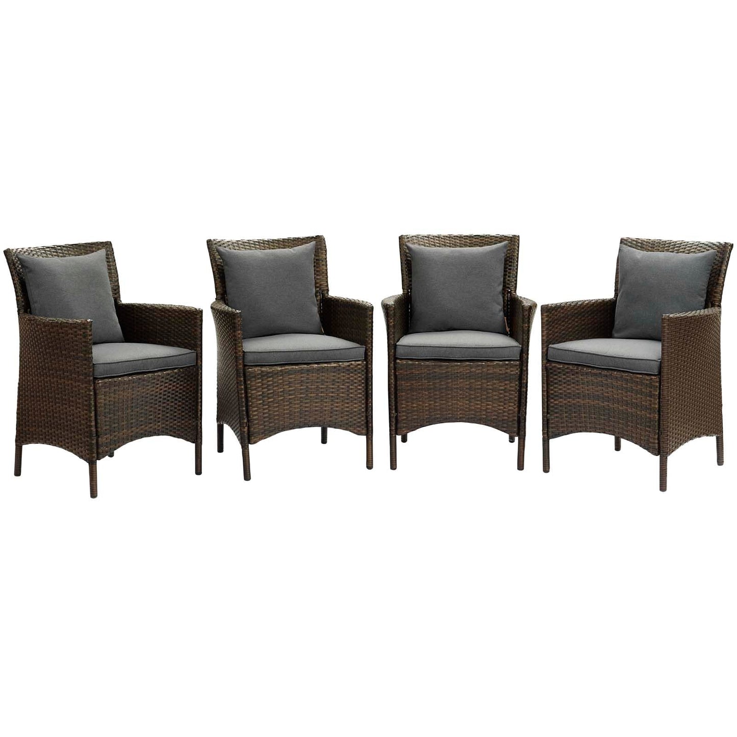 Modway Conduit Outdoor Patio Wicker Rattan Dining Armchair Set of 4 | Dining Chairs | 