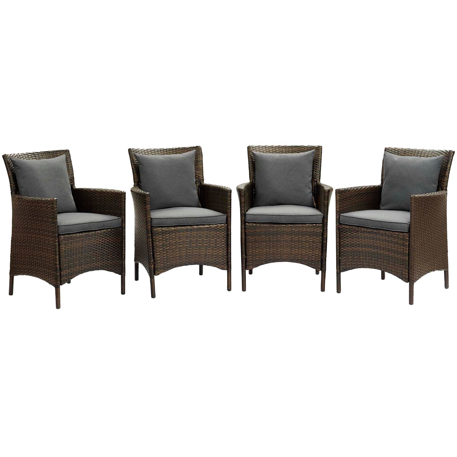 Modway Conduit Outdoor Patio Wicker Rattan Dining Armchair Set of 4 | Dining Chairs | 