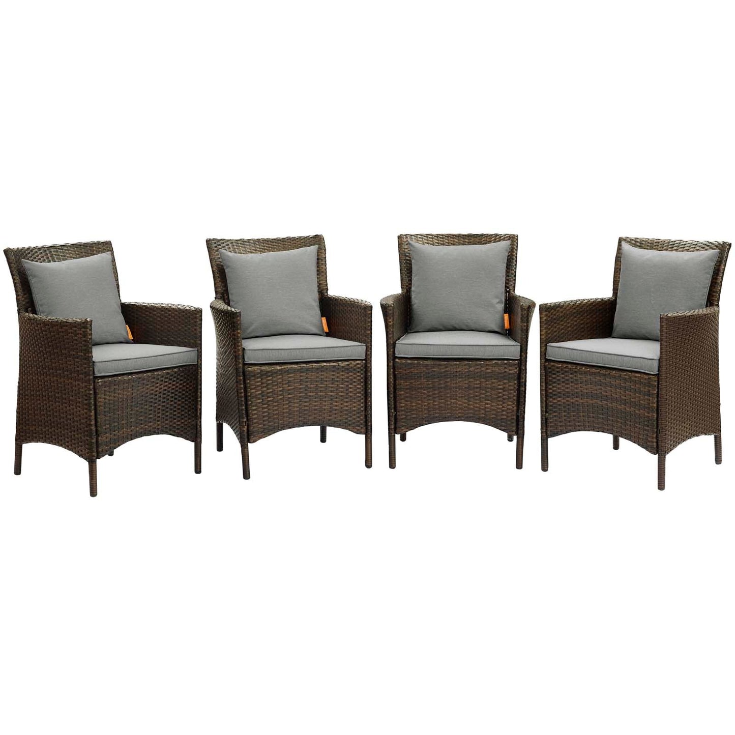 Modway Conduit Outdoor Patio Wicker Rattan Dining Armchair Set of 4 | Dining Chairs | 