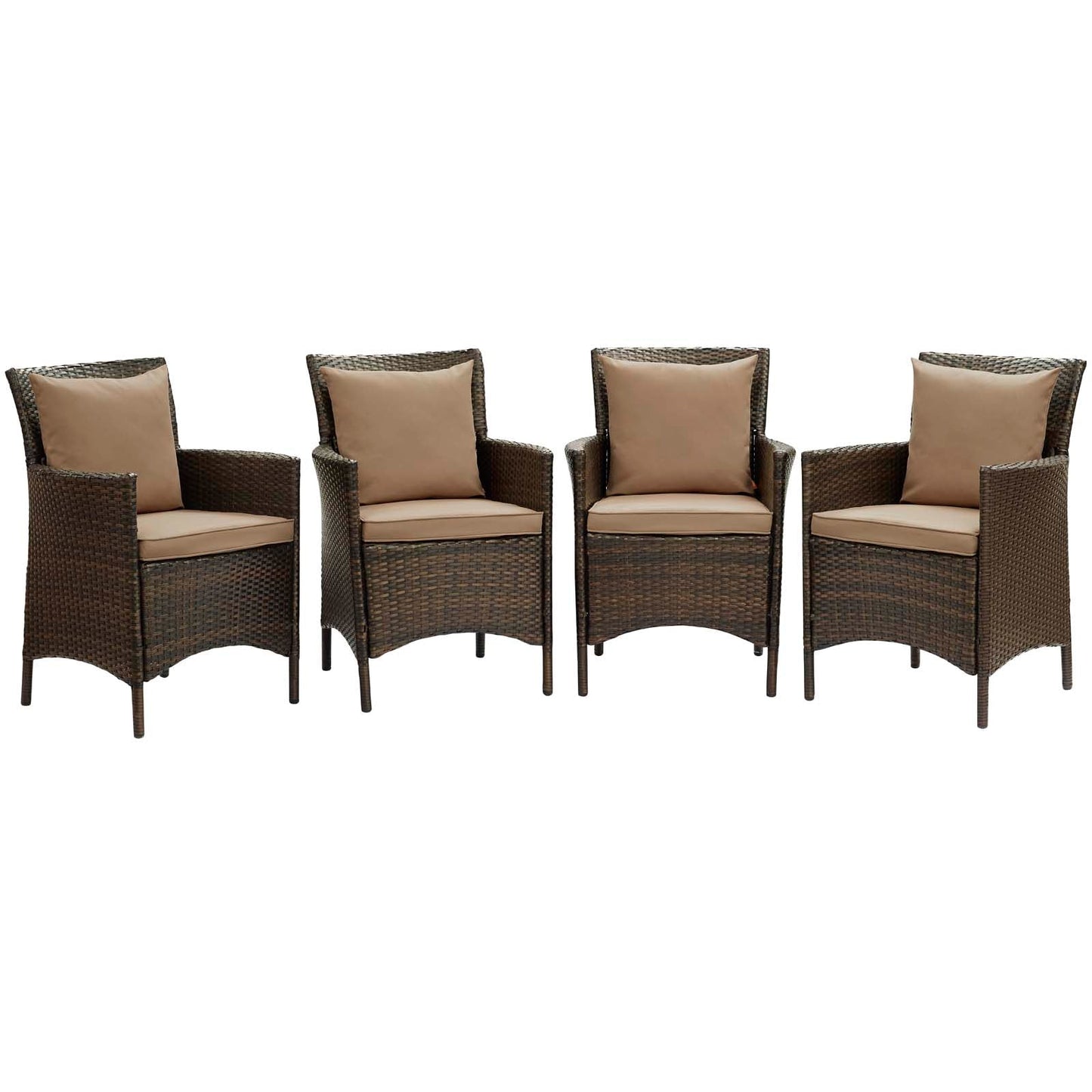 Modway Conduit Outdoor Patio Wicker Rattan Dining Armchair Set of 4 | Dining Chairs | 