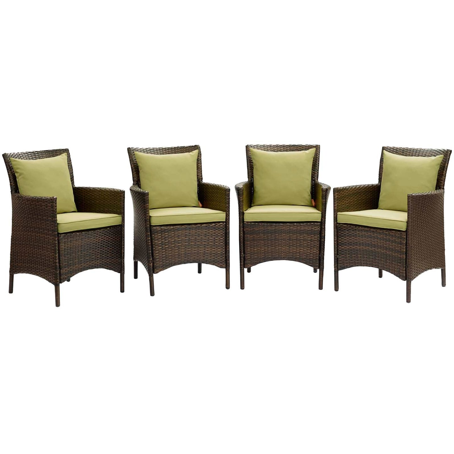 Modway Conduit Outdoor Patio Wicker Rattan Dining Armchair Set of 4 | Dining Chairs | 