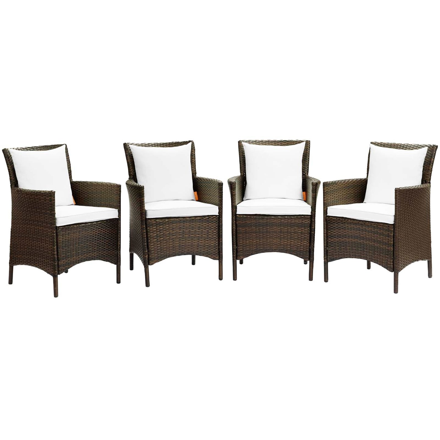 Modway Conduit Outdoor Patio Wicker Rattan Dining Armchair Set of 4 | Dining Chairs | 
