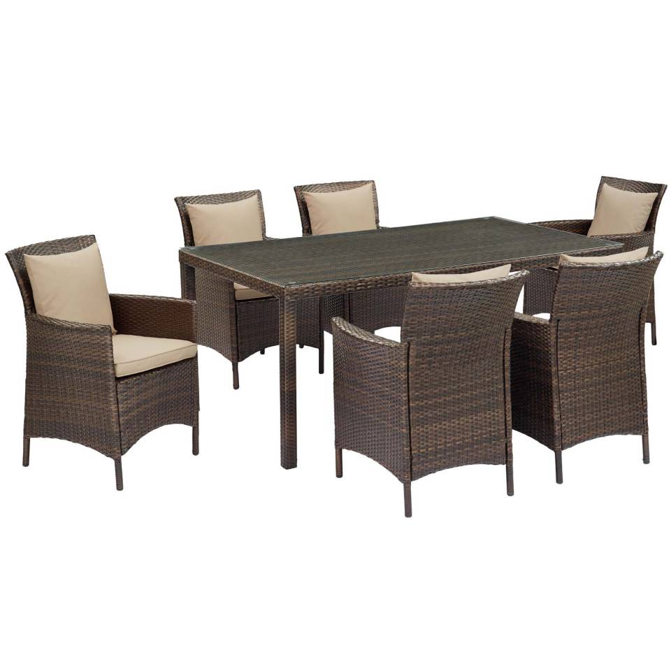Modway Conduit 7 Piece Outdoor Patio Wicker Rattan Dining Set | Dining Sets | 