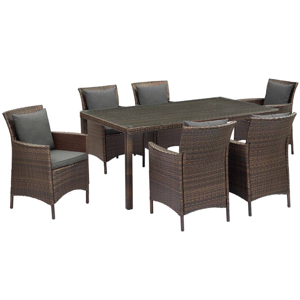 Modway Conduit 7 Piece Outdoor Patio Wicker Rattan Dining Set | Dining Sets | 