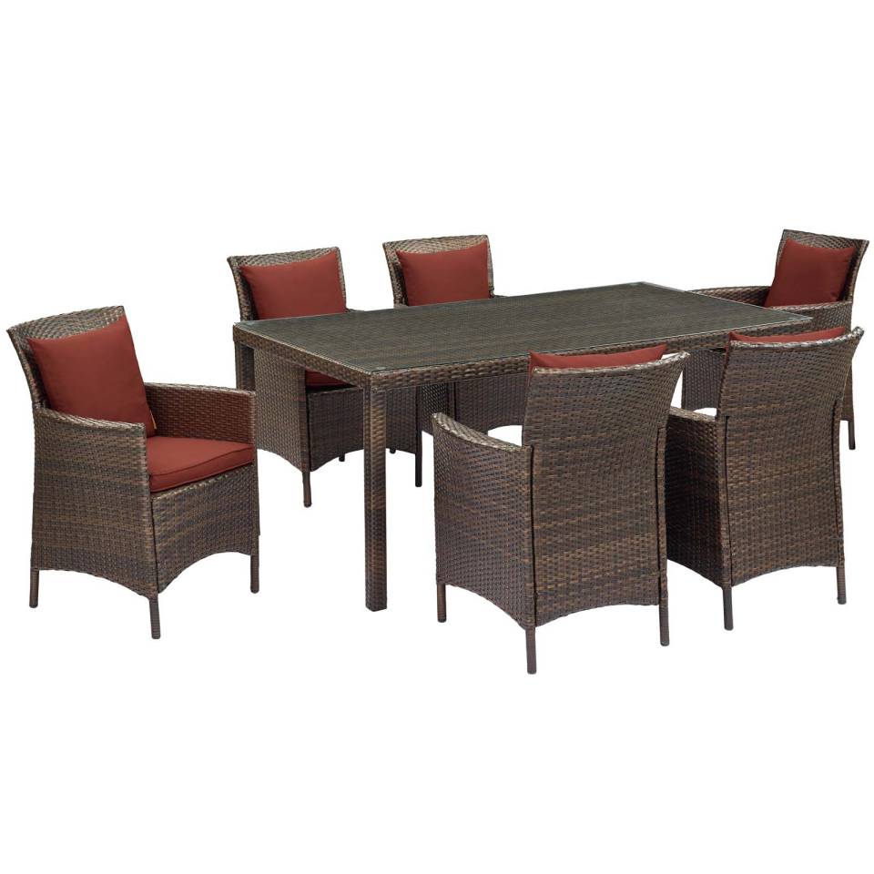 Modway Conduit 7 Piece Outdoor Patio Wicker Rattan Dining Set | Dining Sets | 
