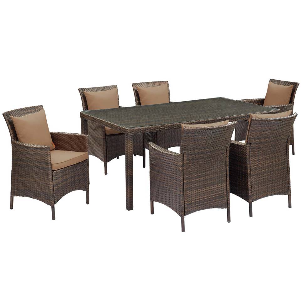 Modway Conduit 7 Piece Outdoor Patio Wicker Rattan Dining Set | Dining Sets | 