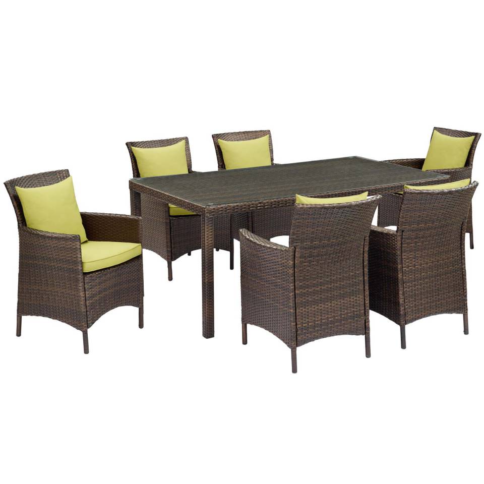 Modway Conduit 7 Piece Outdoor Patio Wicker Rattan Dining Set | Dining Sets | 