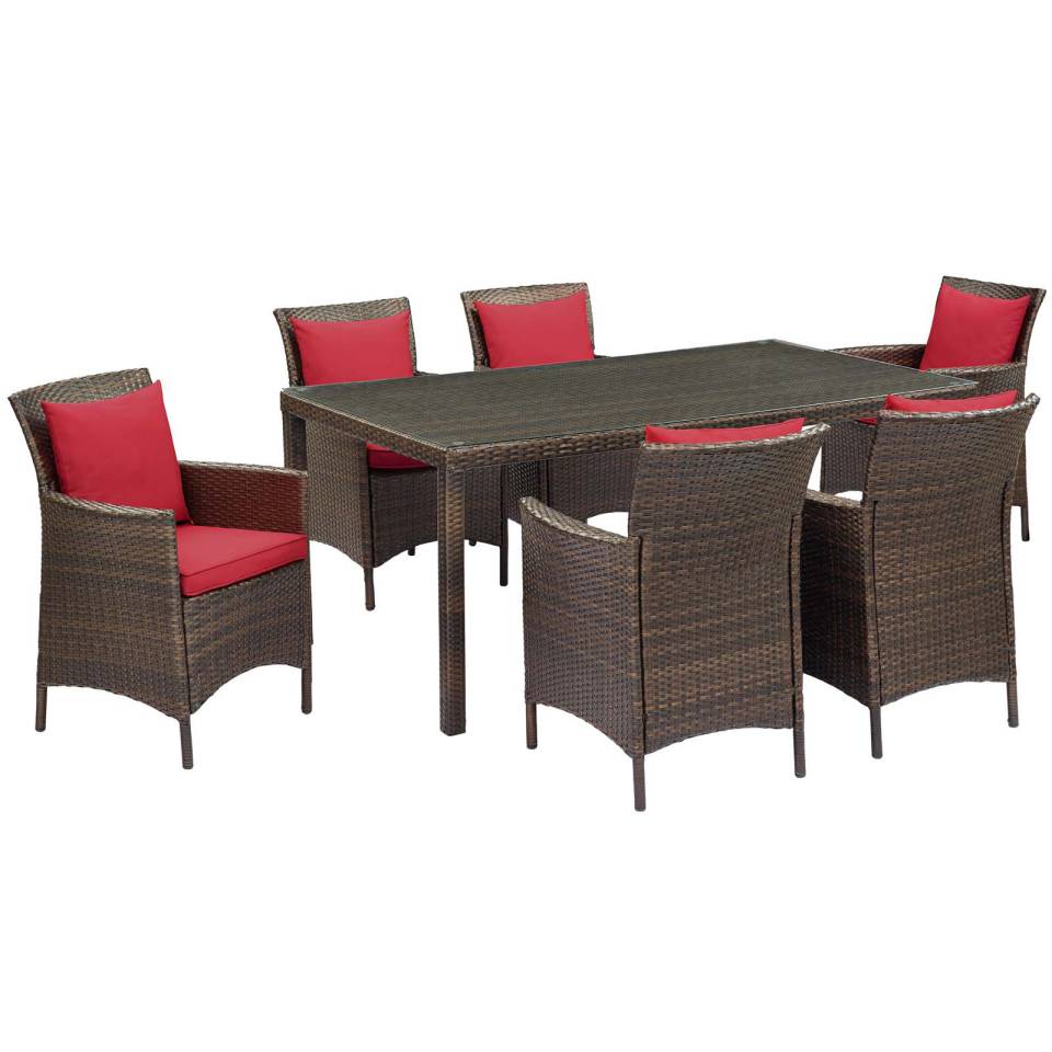 Modway Conduit 7 Piece Outdoor Patio Wicker Rattan Dining Set | Dining Sets | 