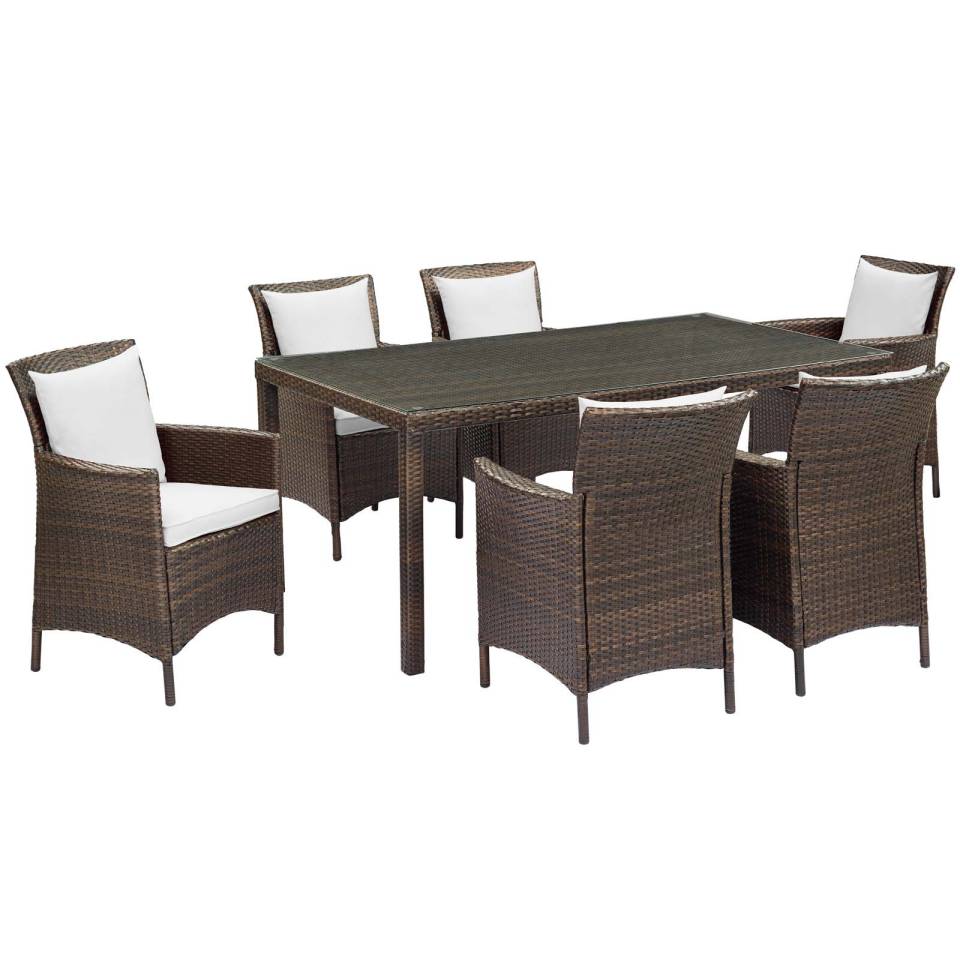 Modway Conduit 7 Piece Outdoor Patio Wicker Rattan Dining Set | Dining Sets | 
