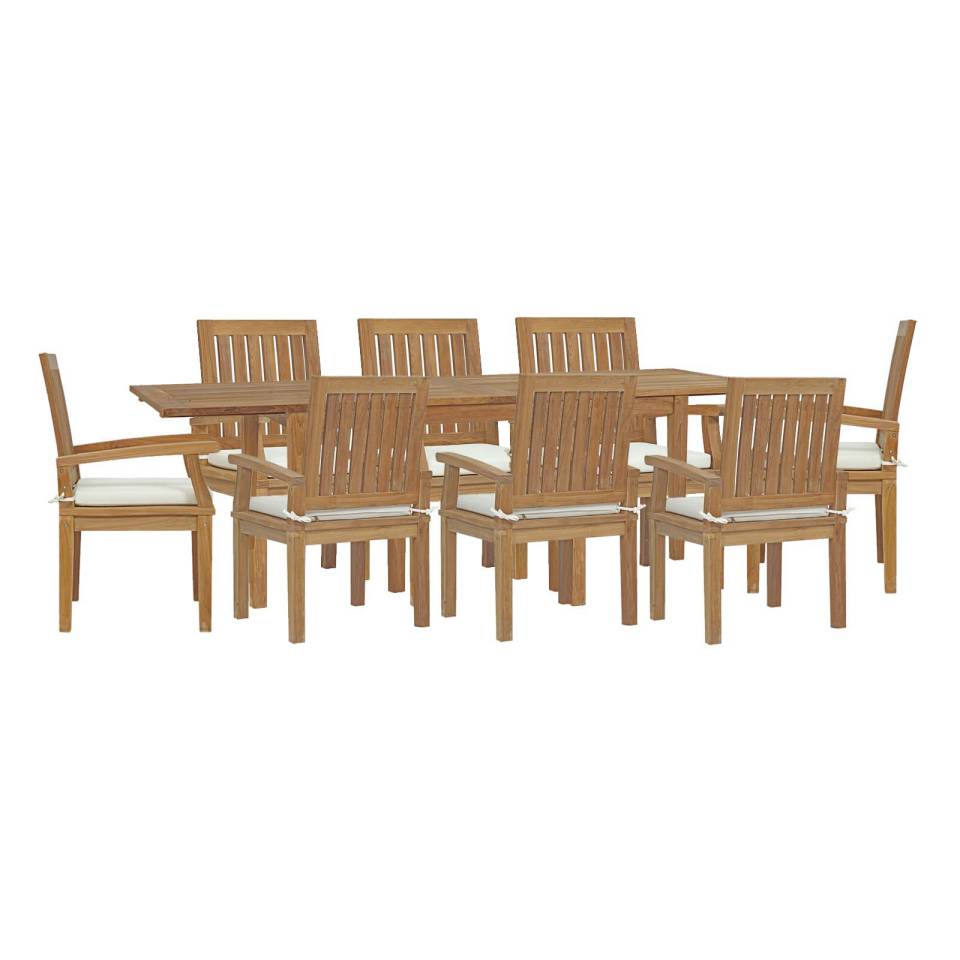 Modway Marina 9 Piece Outdoor Patio Teak Dining Set | Dining Sets | Modishstore-2