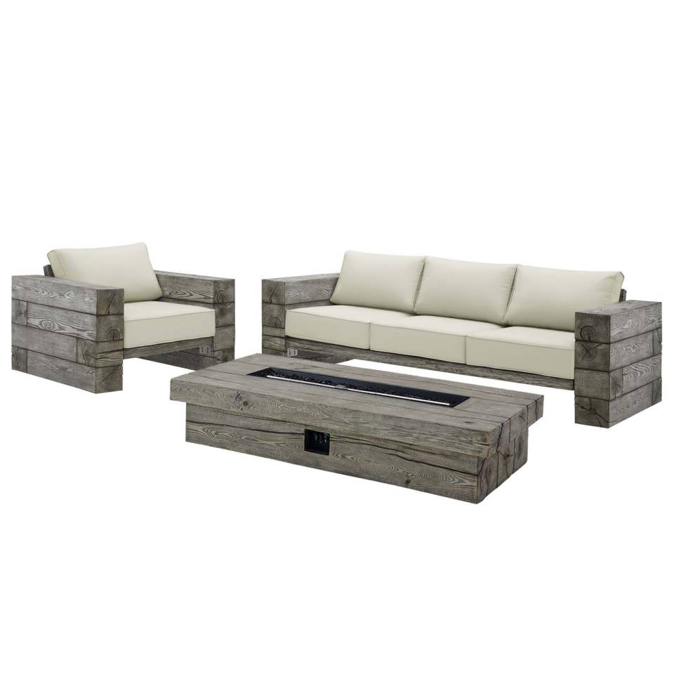 Modway Manteo Rustic Coastal Outdoor Patio Sunbrella® 3 Piece Set | Outdoor Patio Daybed | Modishstore-2