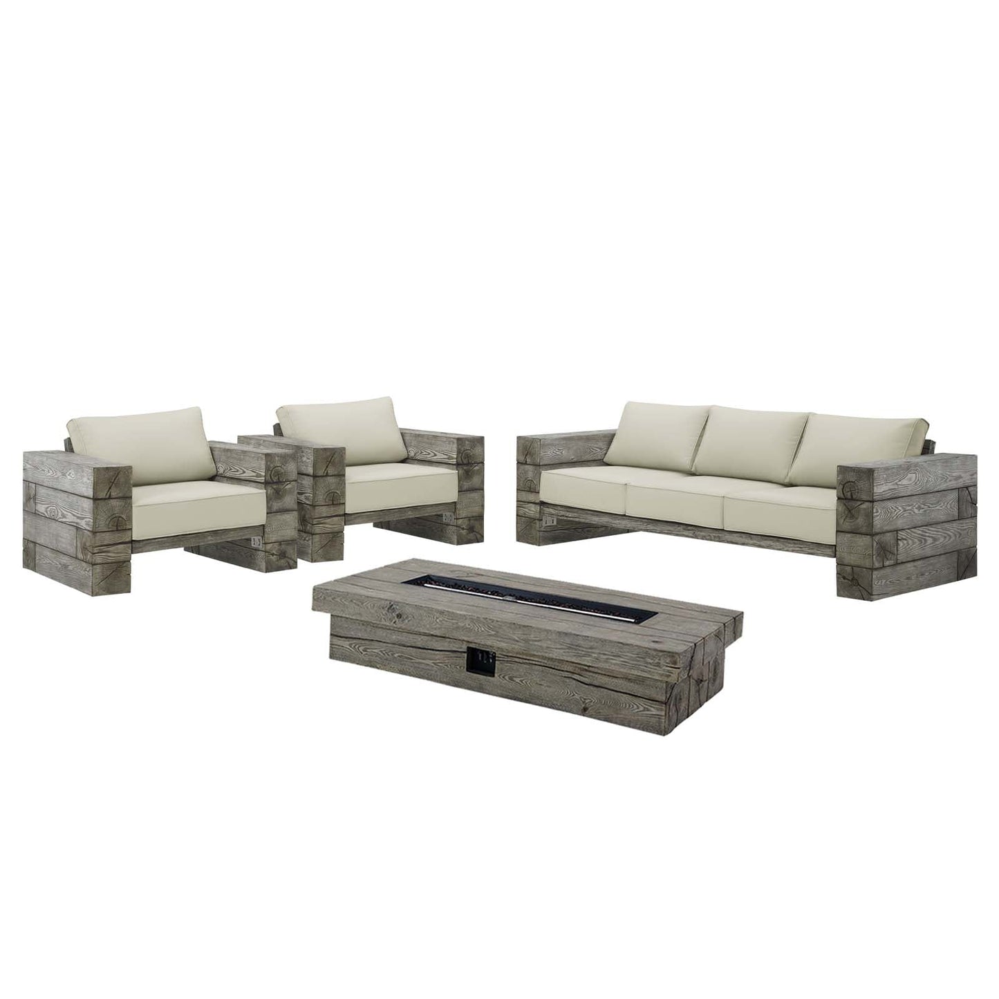 Modway Manteo Rustic Coastal Outdoor Patio Sunbrella® 4 Piece Set | Outdoor Sofas, Loveseats & Sectionals | Modishstore-2