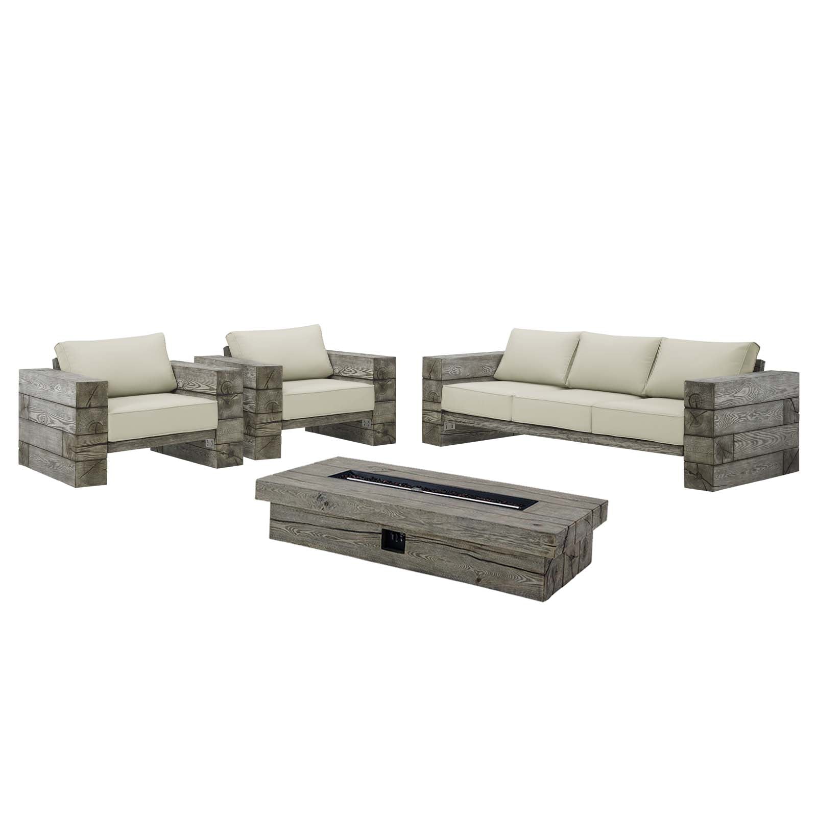 Modway Manteo Rustic Coastal Outdoor Patio Sunbrella® 4 Piece Set | Outdoor Sofas, Loveseats & Sectionals | Modishstore-2