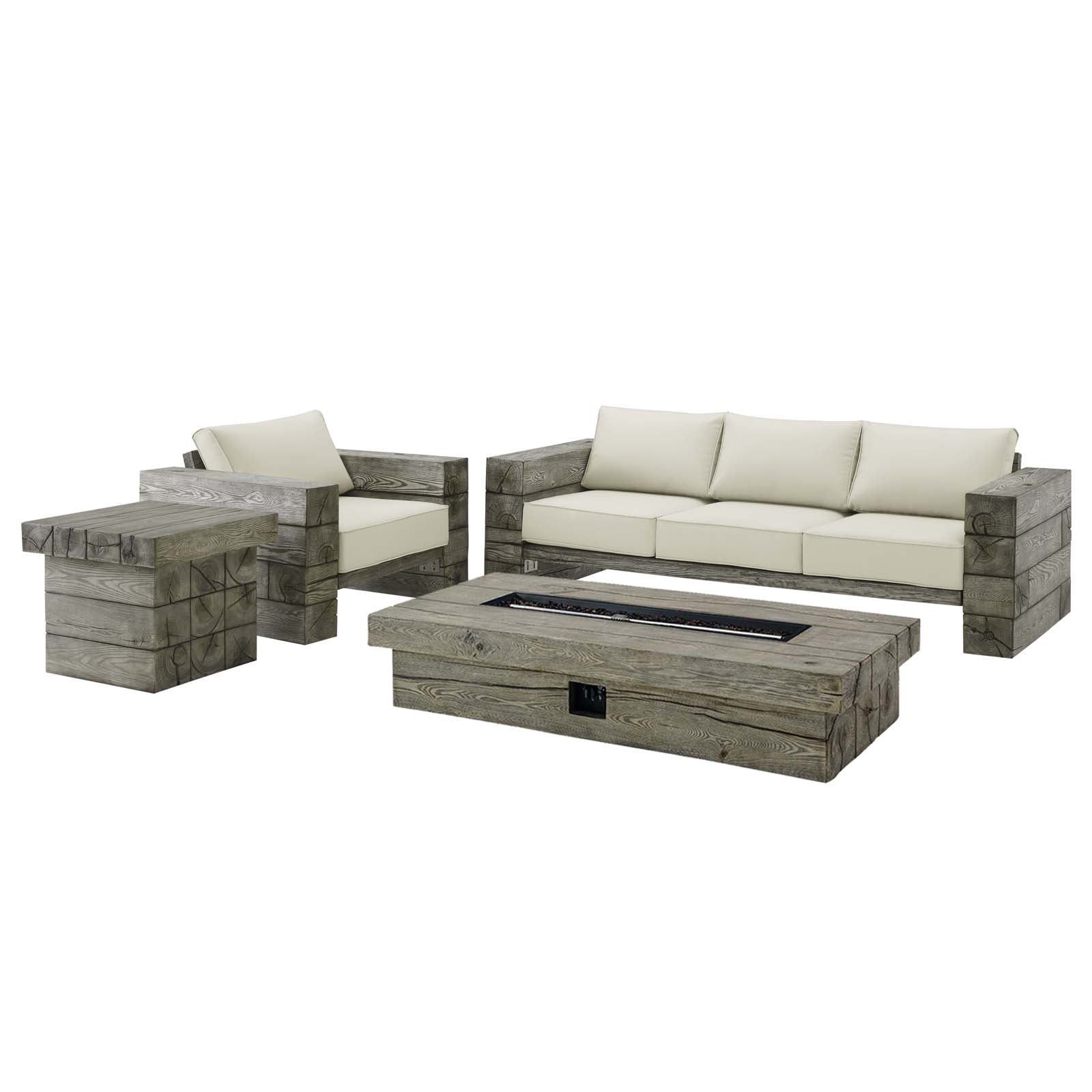 Modway Manteo Rustic Coastal Outdoor Patio Sunbrella® 4 Piece Set | Outdoor Sofas, Loveseats & Sectionals | Modishstore-2
