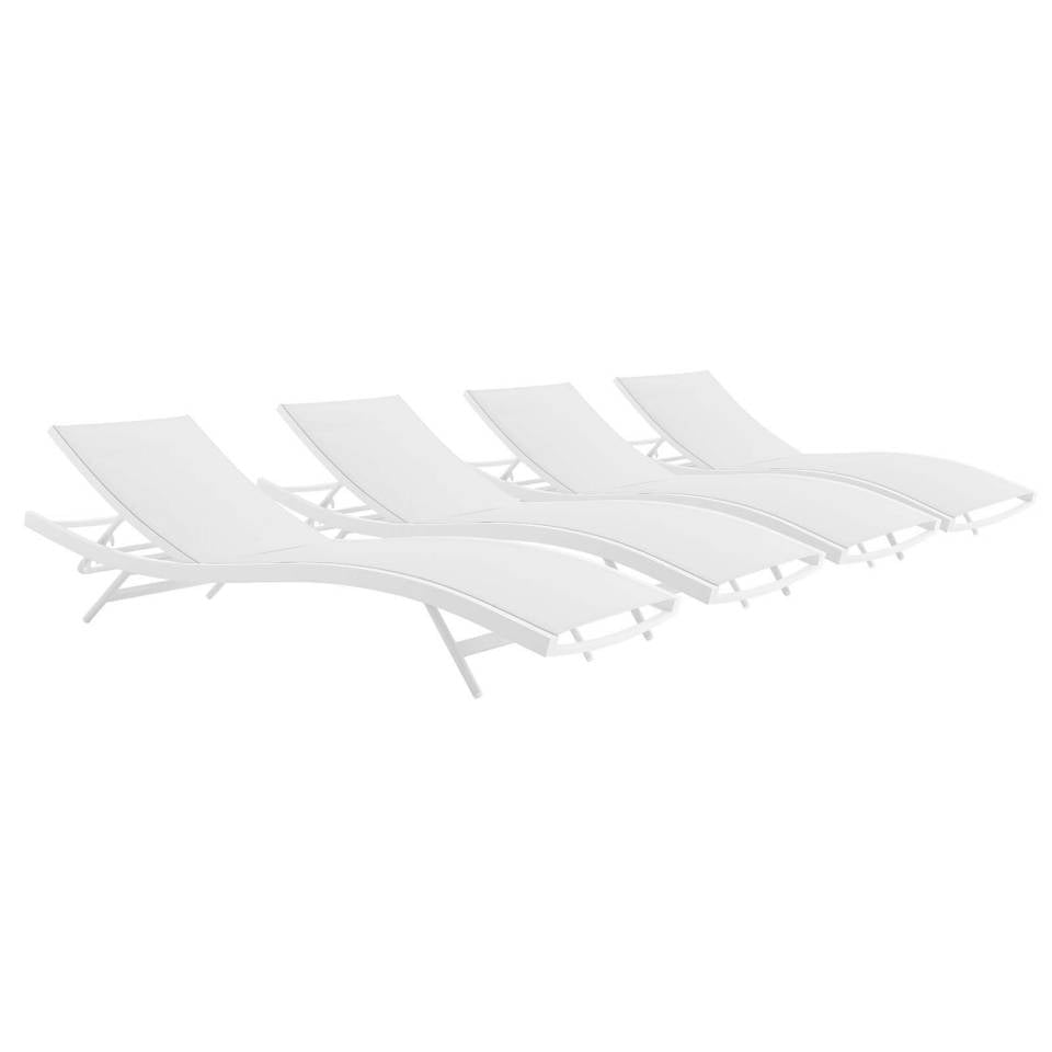 Modway Glimpse Outdoor Patio Mesh Chaise Lounge Set of 4 | Outdoor Recliners & Lounge Chairs | 