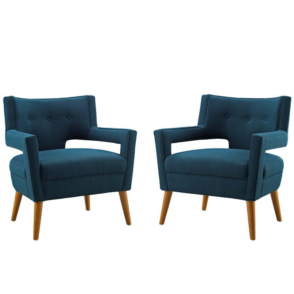 Modway Sheer Upholstered Fabric Armchair Set of 2 | Armchairs | Modishstore-2
