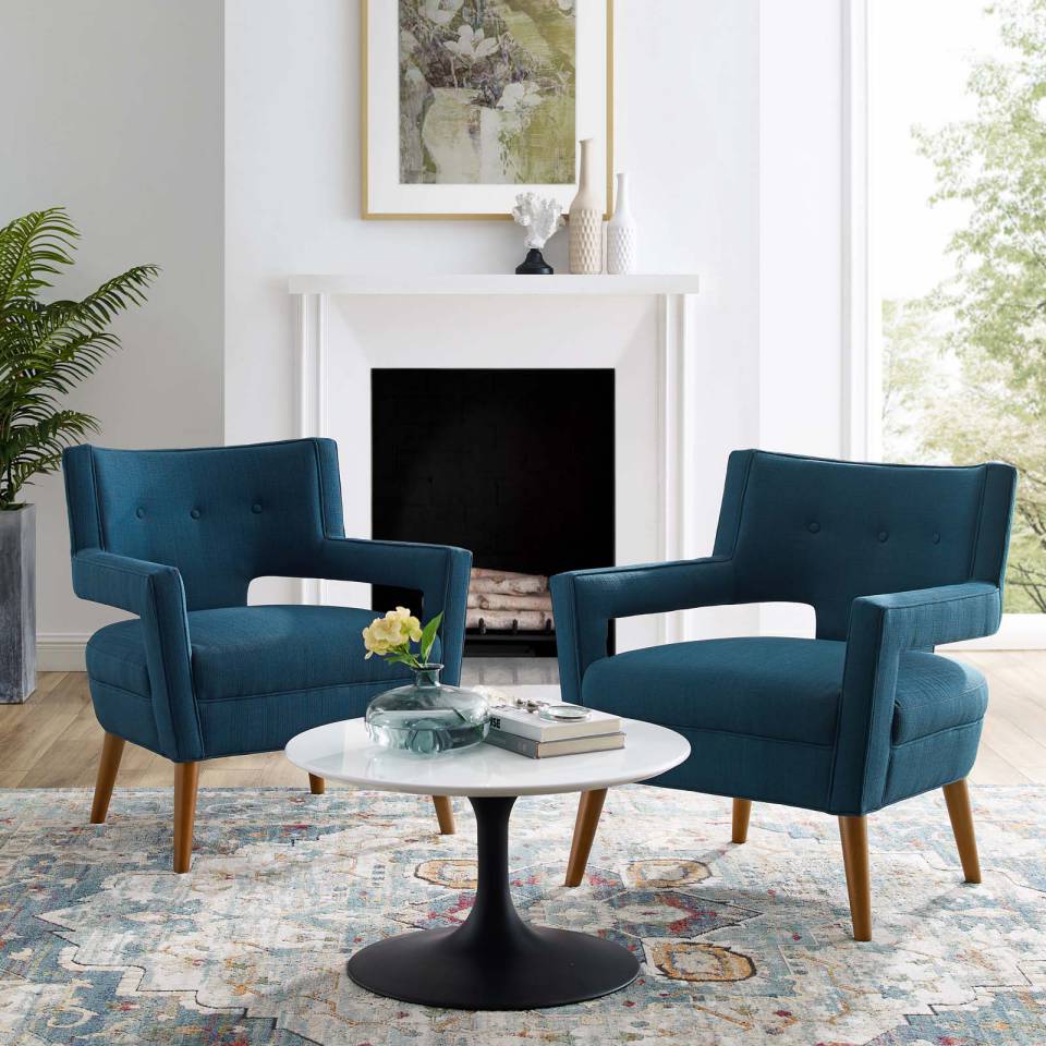 Modway Sheer Upholstered Fabric Armchair Set of 2 | Armchairs | Modishstore