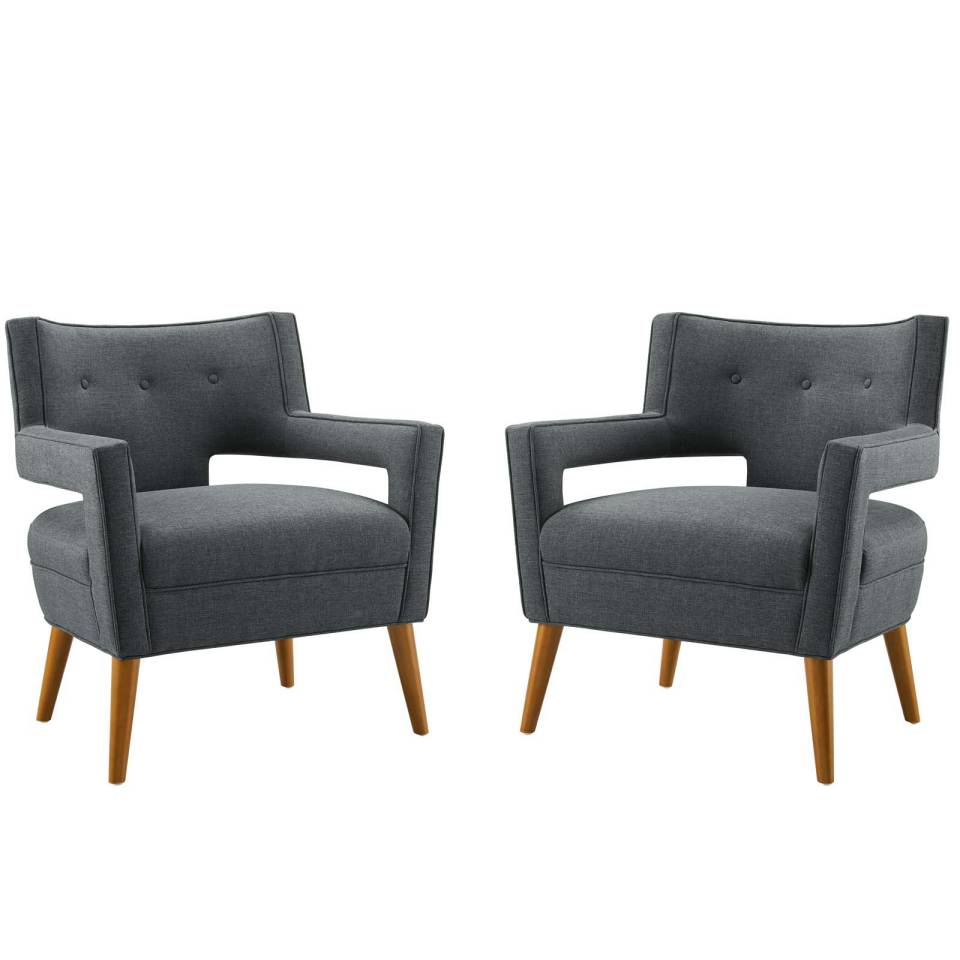 Modway Sheer Upholstered Fabric Armchair Set of 2 | Armchairs | Modishstore-5