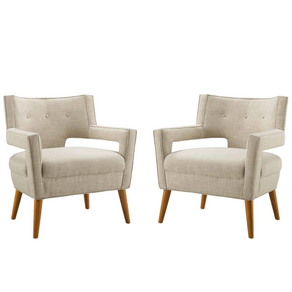 Modway Sheer Upholstered Fabric Armchair Set of 2 | Armchairs | Modishstore-6