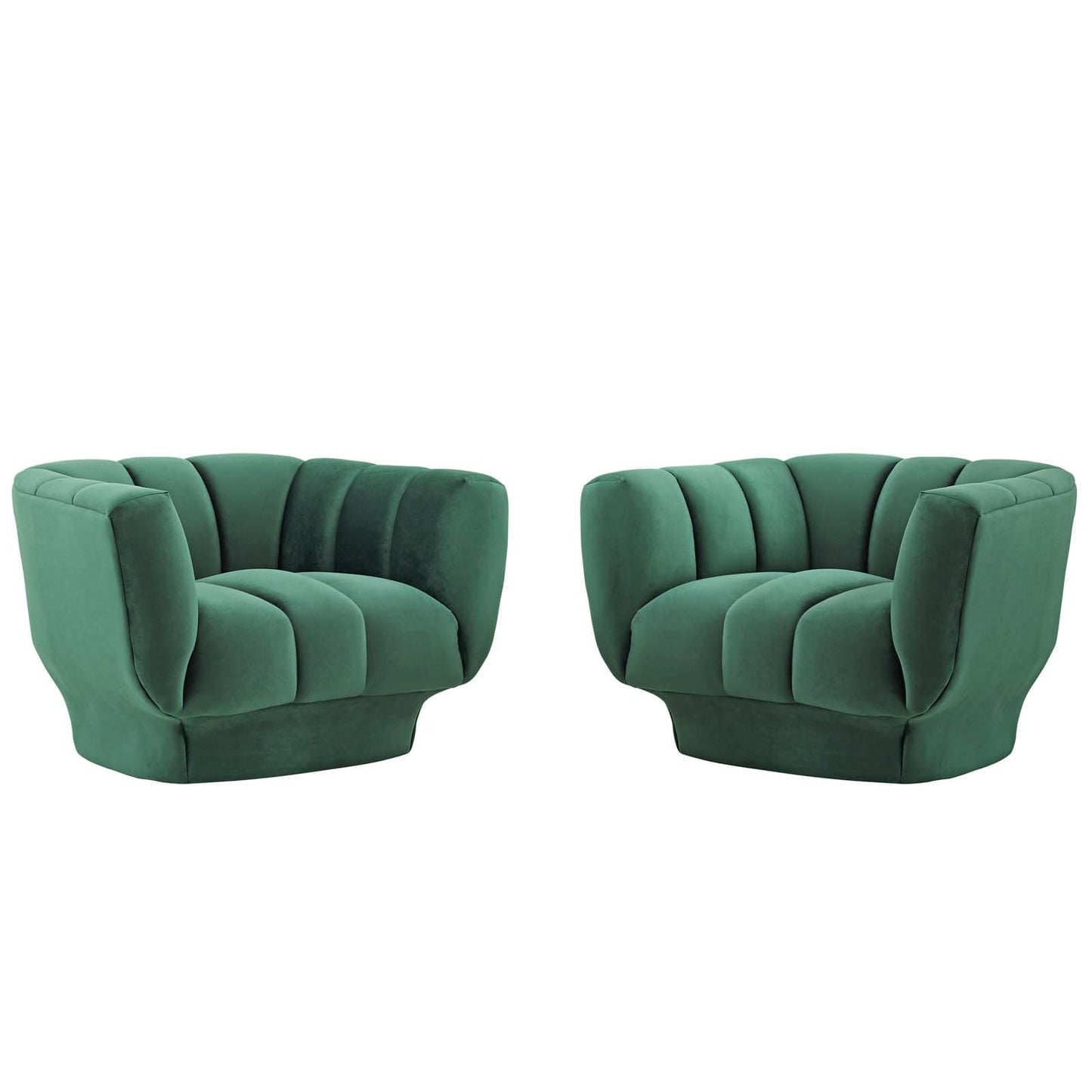 Modway Entertain Vertical Channel Tufted Performance Velvet Armchair Set of 2 | Armchairs | 