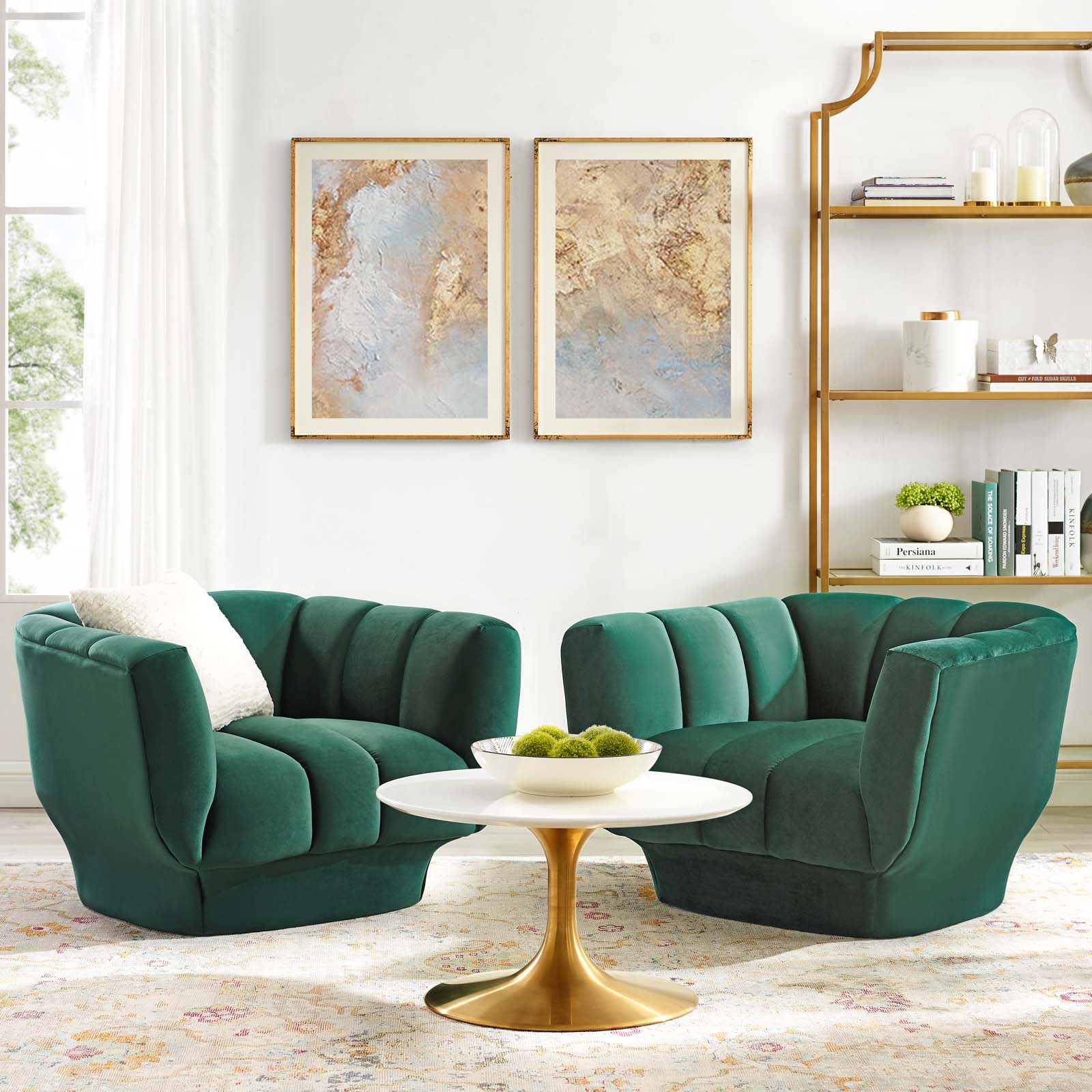 Modway Entertain Vertical Channel Tufted Performance Velvet Armchair Set of 2 | Armchairs | 