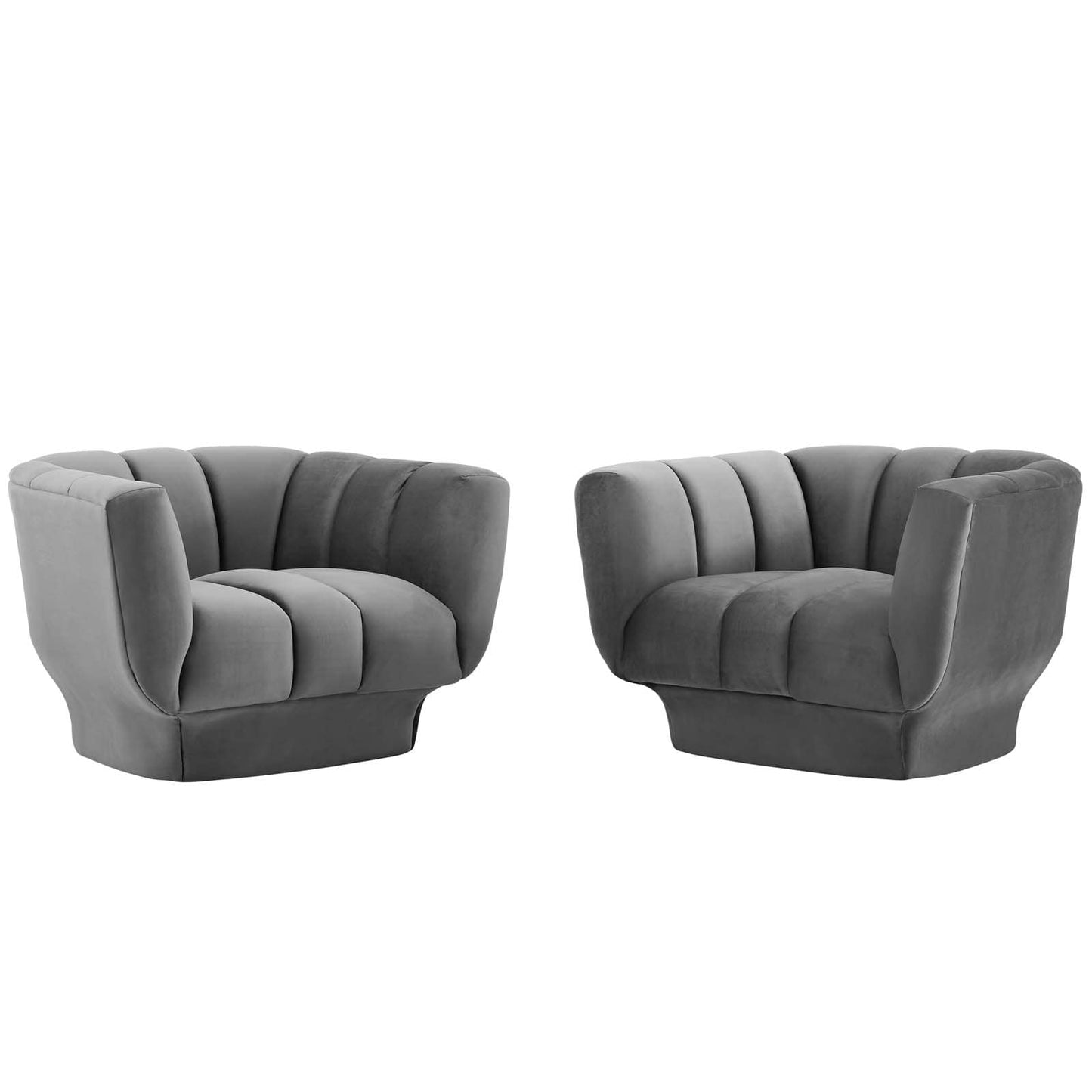 Modway Entertain Vertical Channel Tufted Performance Velvet Armchair Set of 2 | Armchairs | 