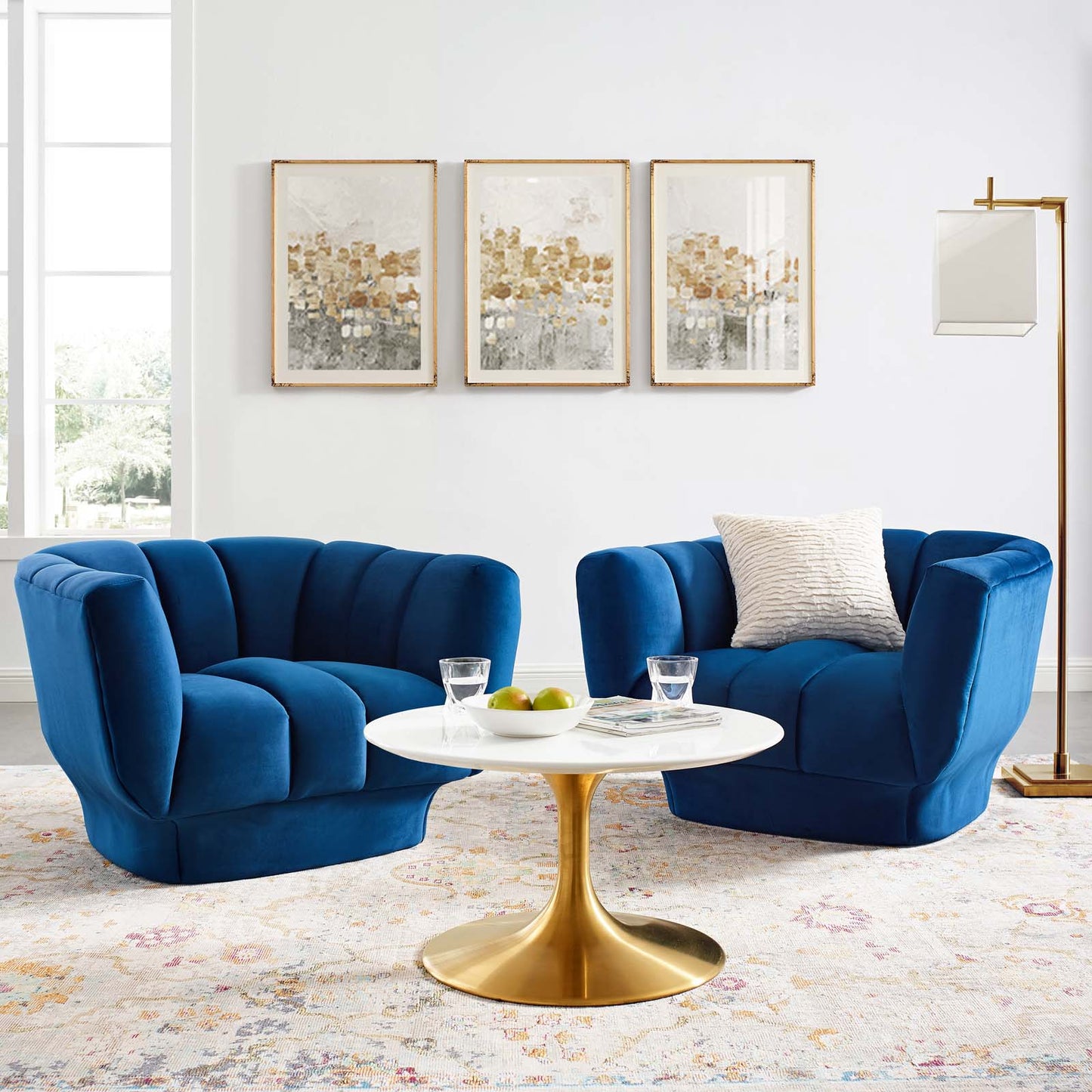 Modway Entertain Vertical Channel Tufted Performance Velvet Armchair Set of 2 | Armchairs | 