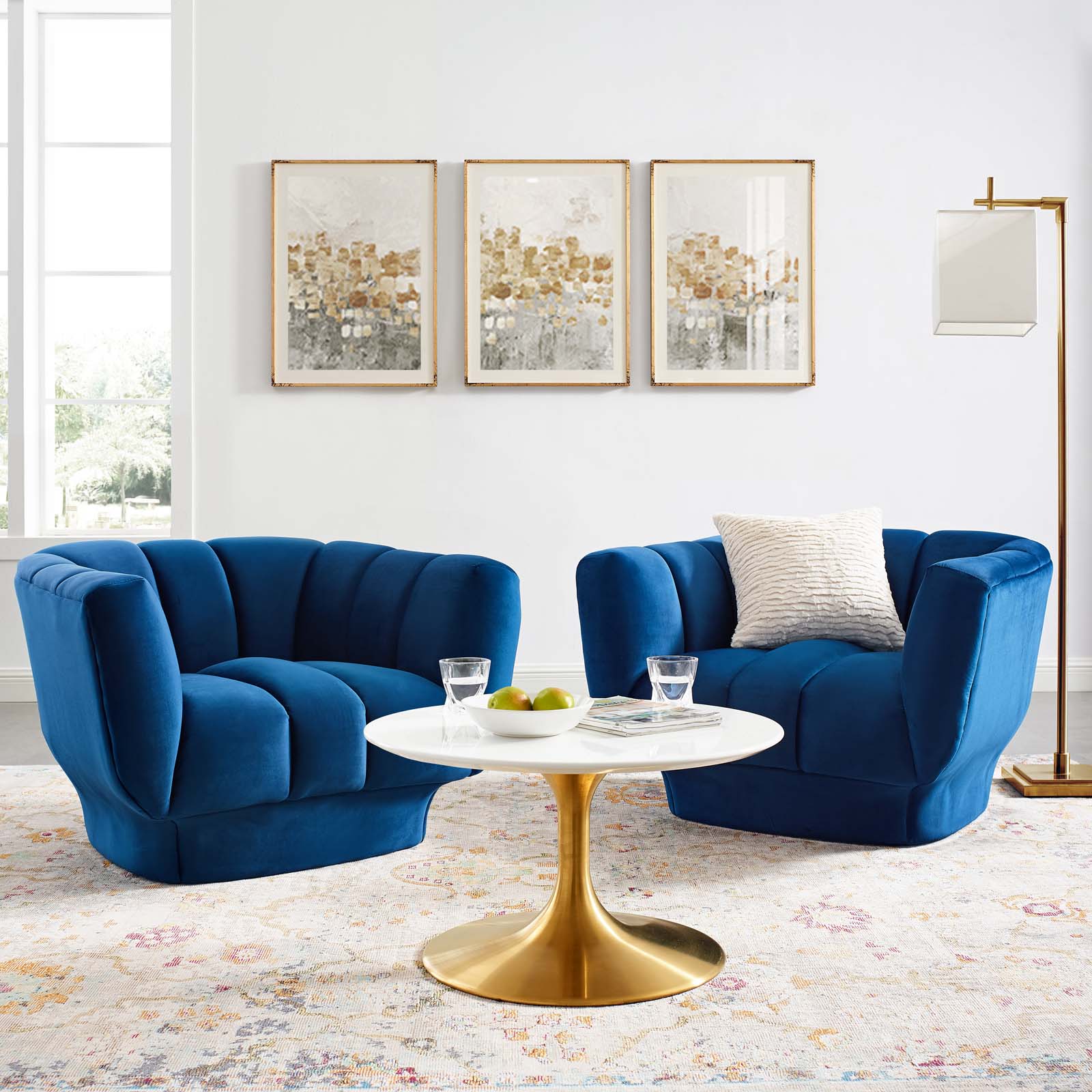 Modway Entertain Vertical Channel Tufted Performance Velvet Armchair Set of 2 | Armchairs | 