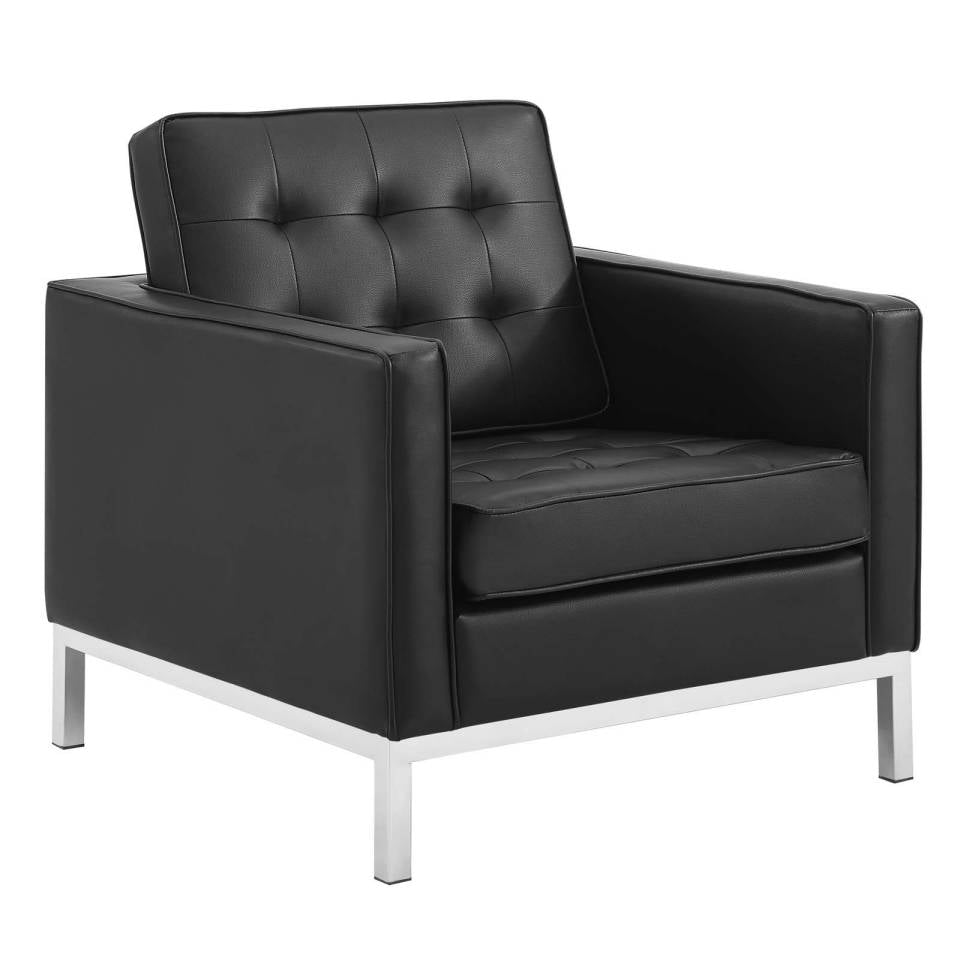 Modway Loft Tufted Upholstered Faux Leather Armchair Set of 2 | Armchairs | Modishstore-3