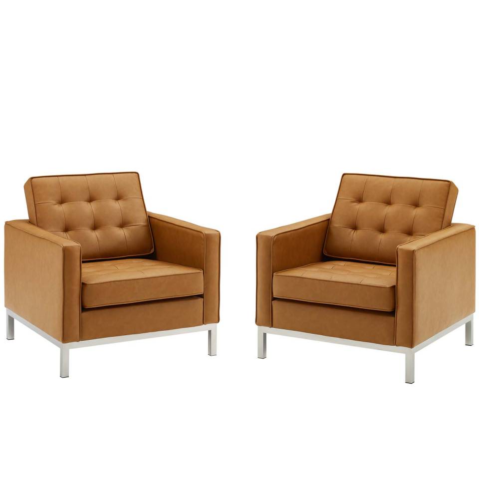 Modway Loft Tufted Upholstered Faux Leather Armchair Set of 2 | Armchairs | Modishstore-7