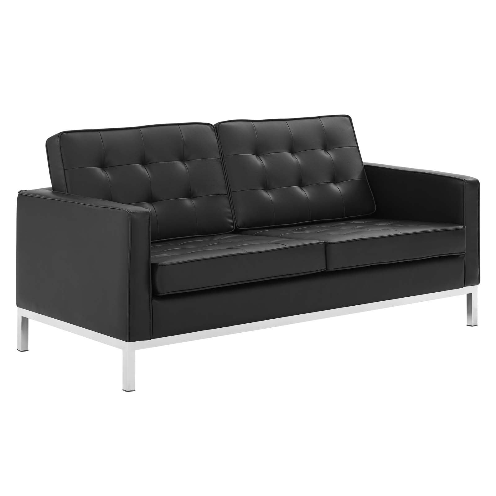 Modway Loft 3 Piece Tufted Upholstered Faux Leather Set | Sofas | Modishstore-3