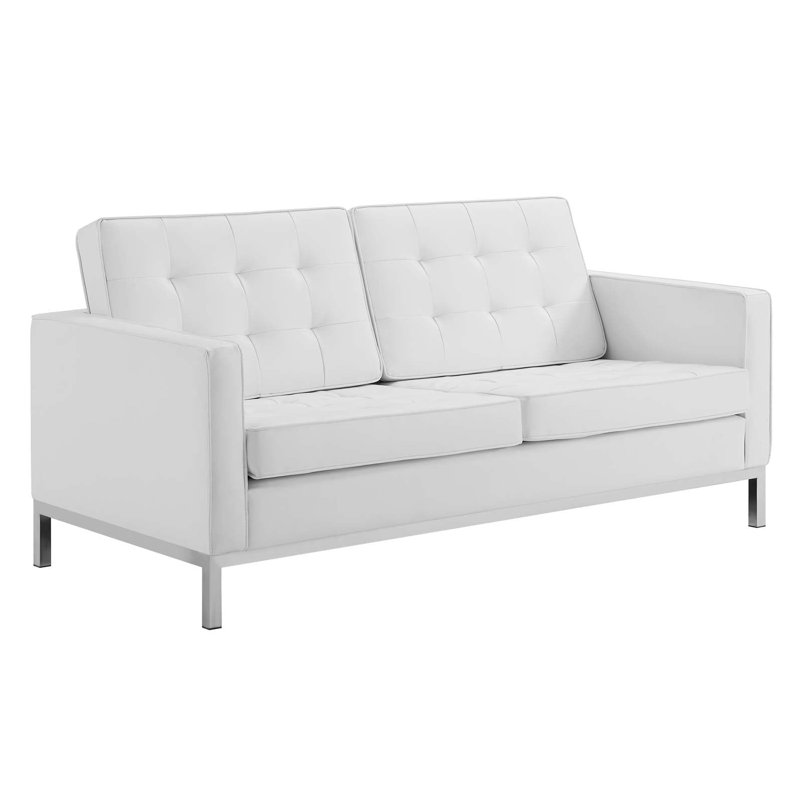 Modway Loft 3 Piece Tufted Upholstered Faux Leather Set | Sofas | Modishstore-16