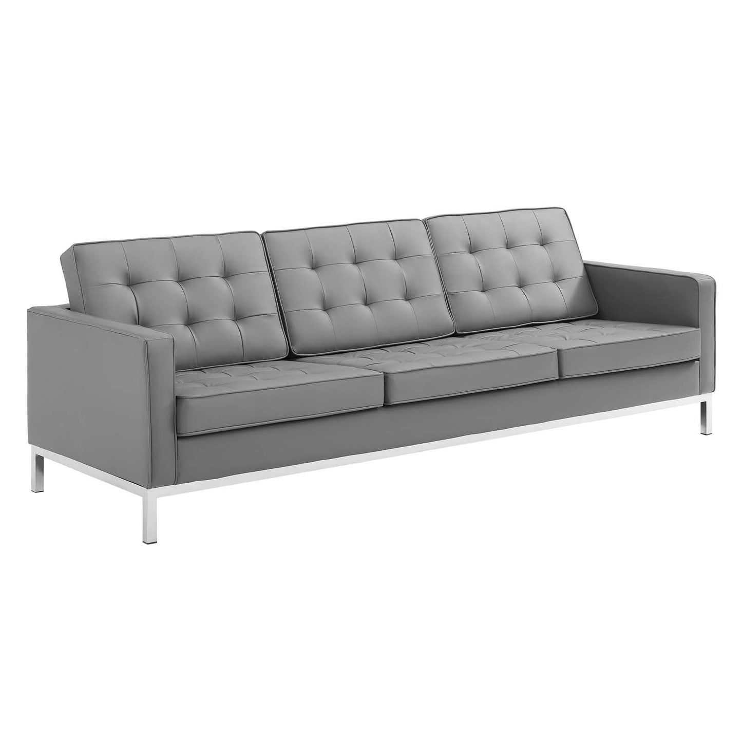Modway Loft Tufted Upholstered Faux Leather Sofa and Armchair Set - EEI-4104