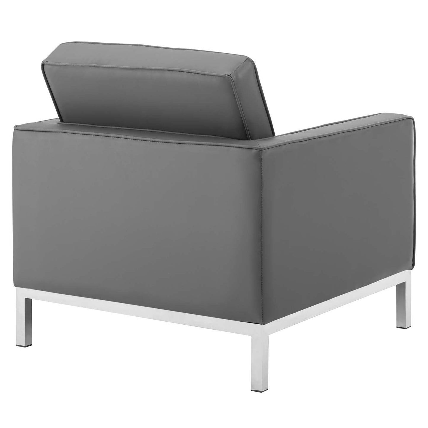 Modway Loft Tufted Upholstered Faux Leather Sofa and Armchair Set - EEI-4104
