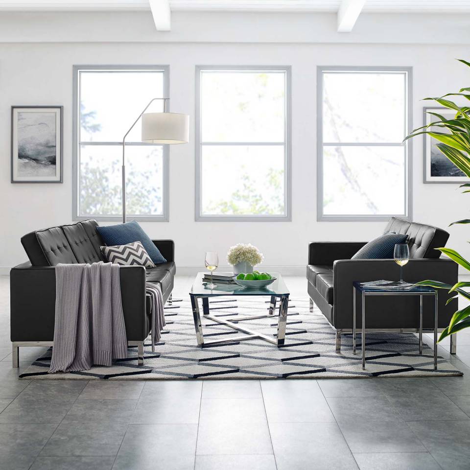 Modway Loft Tufted Upholstered Faux Leather Sofa and Loveseat Set | Loveseats | Modishstore