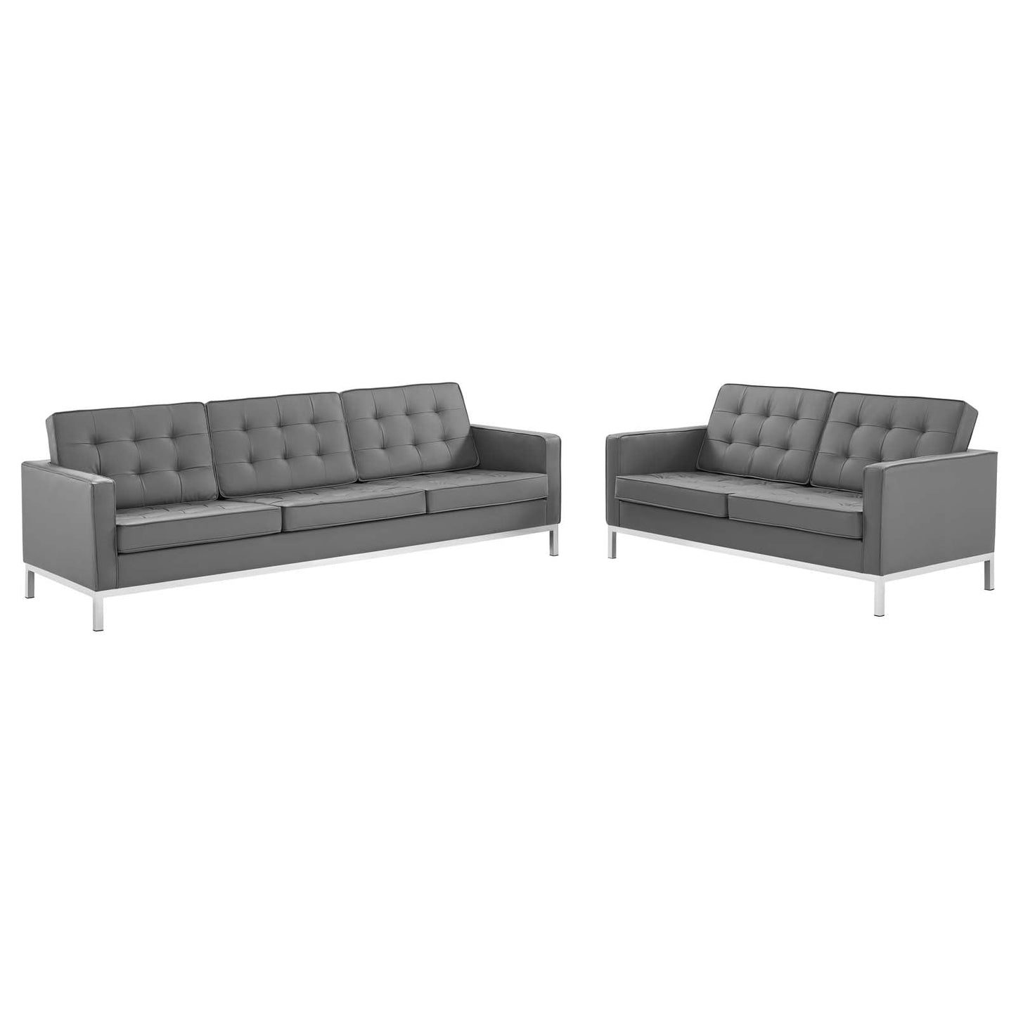 Modway Loft Tufted Upholstered Faux Leather Sofa and Loveseat Set - EEI-4106