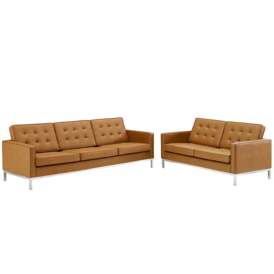 Modway Loft Tufted Upholstered Faux Leather Sofa and Loveseat Set | Loveseats | Modishstore-9