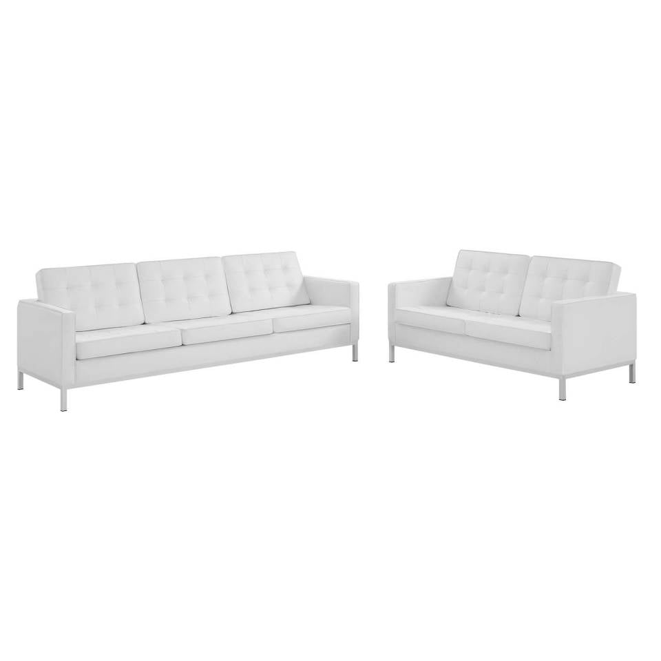 Modway Loft Tufted Upholstered Faux Leather Sofa and Loveseat Set | Loveseats | Modishstore-10