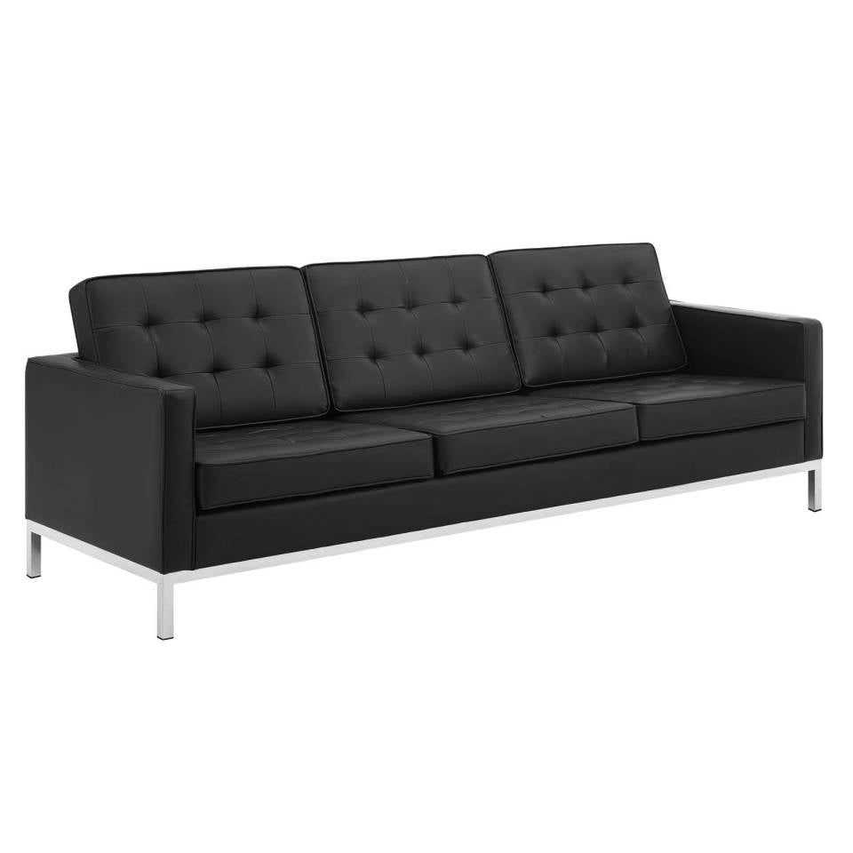 Modway Loft Tufted Upholstered Faux Leather 3 Piece Set | Sofas | Modishstore-3