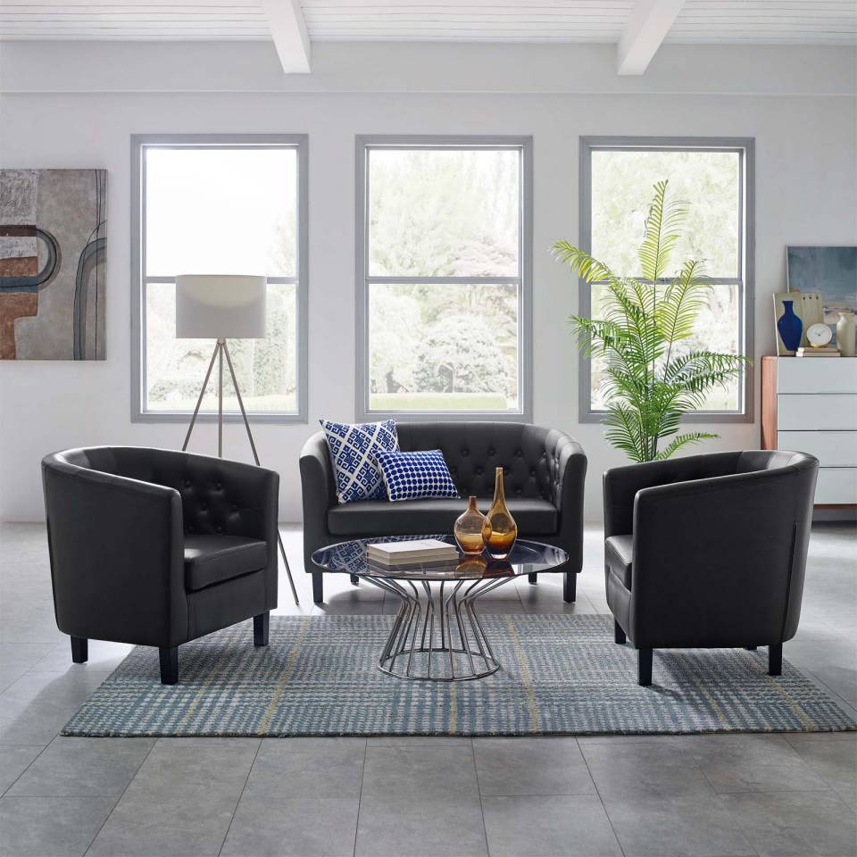 Modway Prospect 3 Piece Upholstered Vinyl Set | Sofas | Modishstore